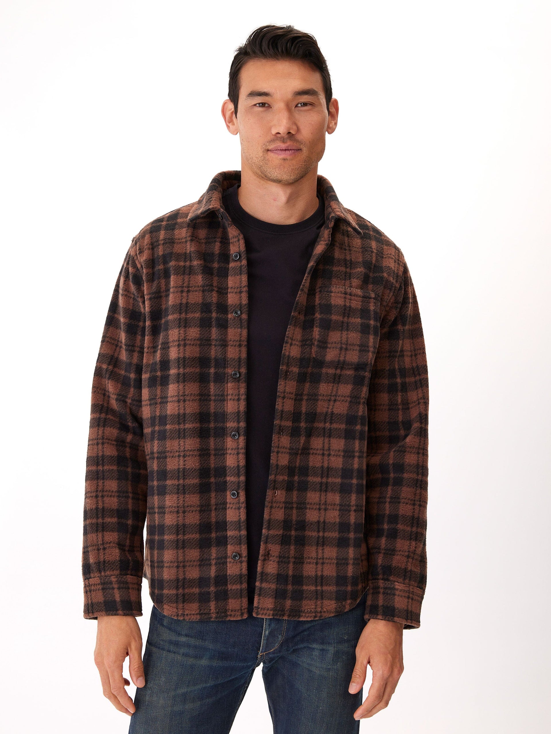 Printed Fleece Button Up Shirt Sustainable Winter Layer