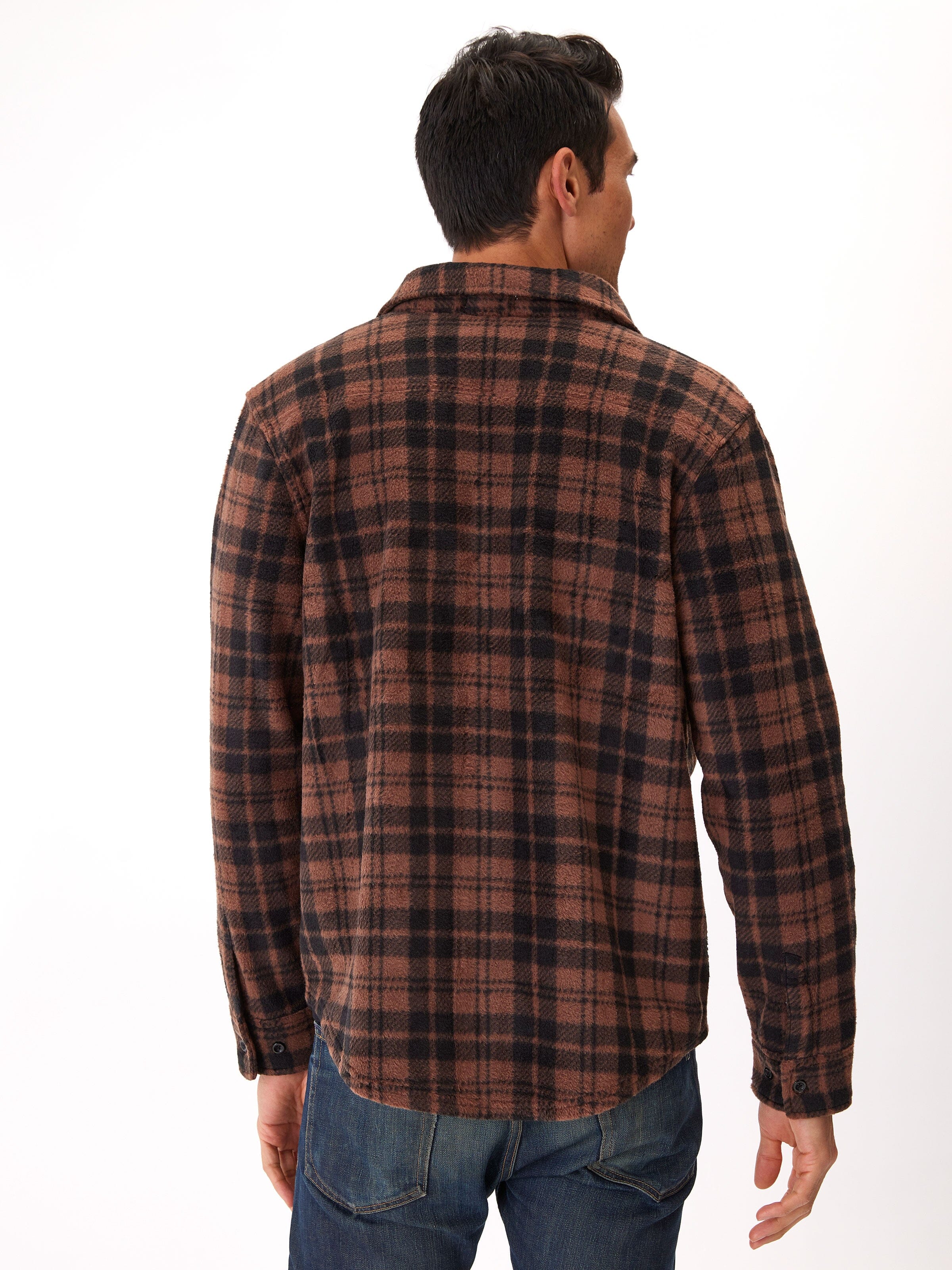 Printed Fleece Button Up Shirt Sustainable Winter Layer
