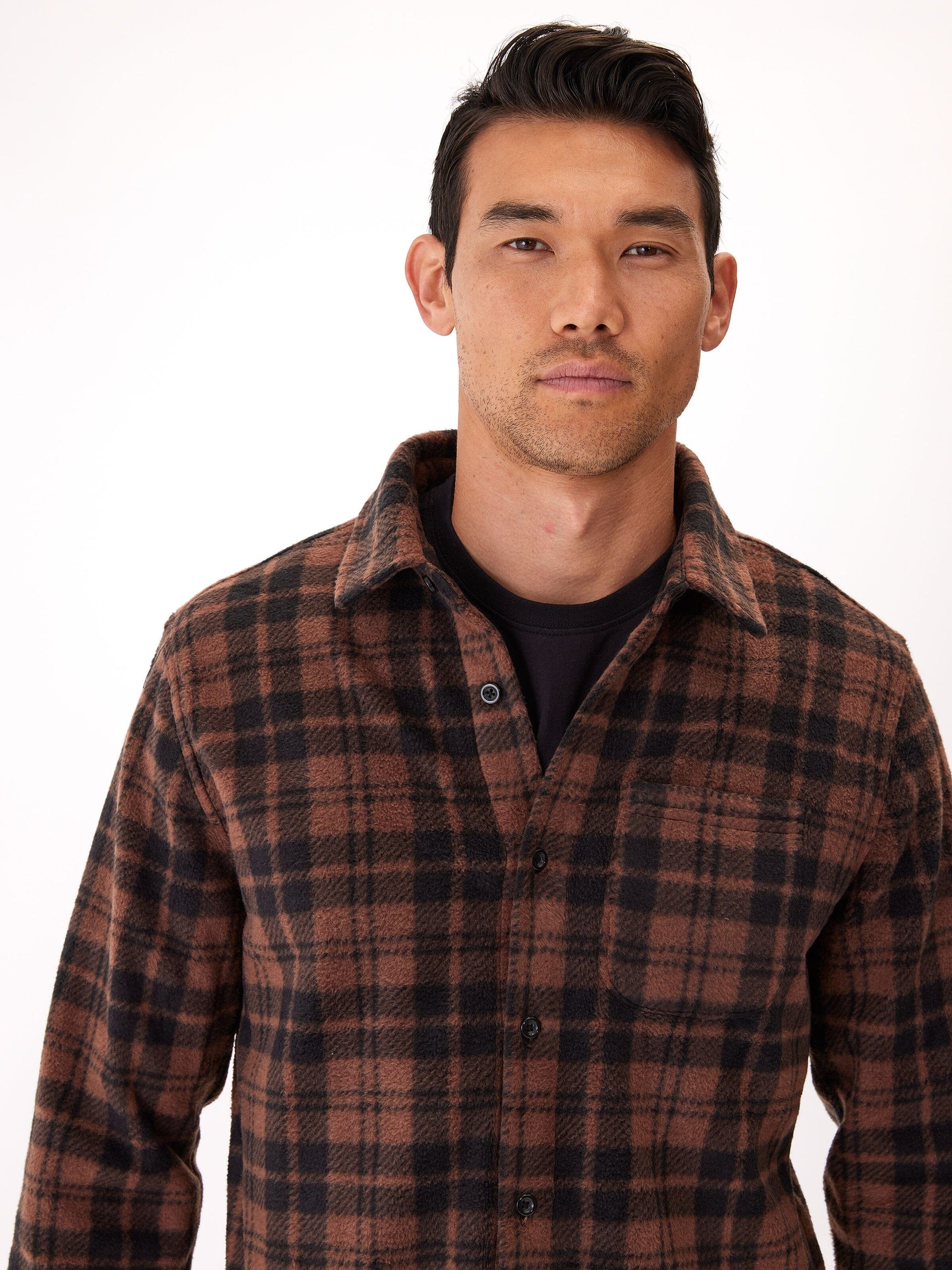 Printed Fleece Button Up Shirt Sustainable Winter Layer