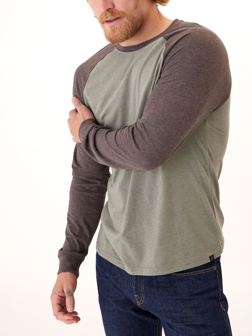 Triblend Long Sleeve Raglan Tee Lightweight Breathable Knit