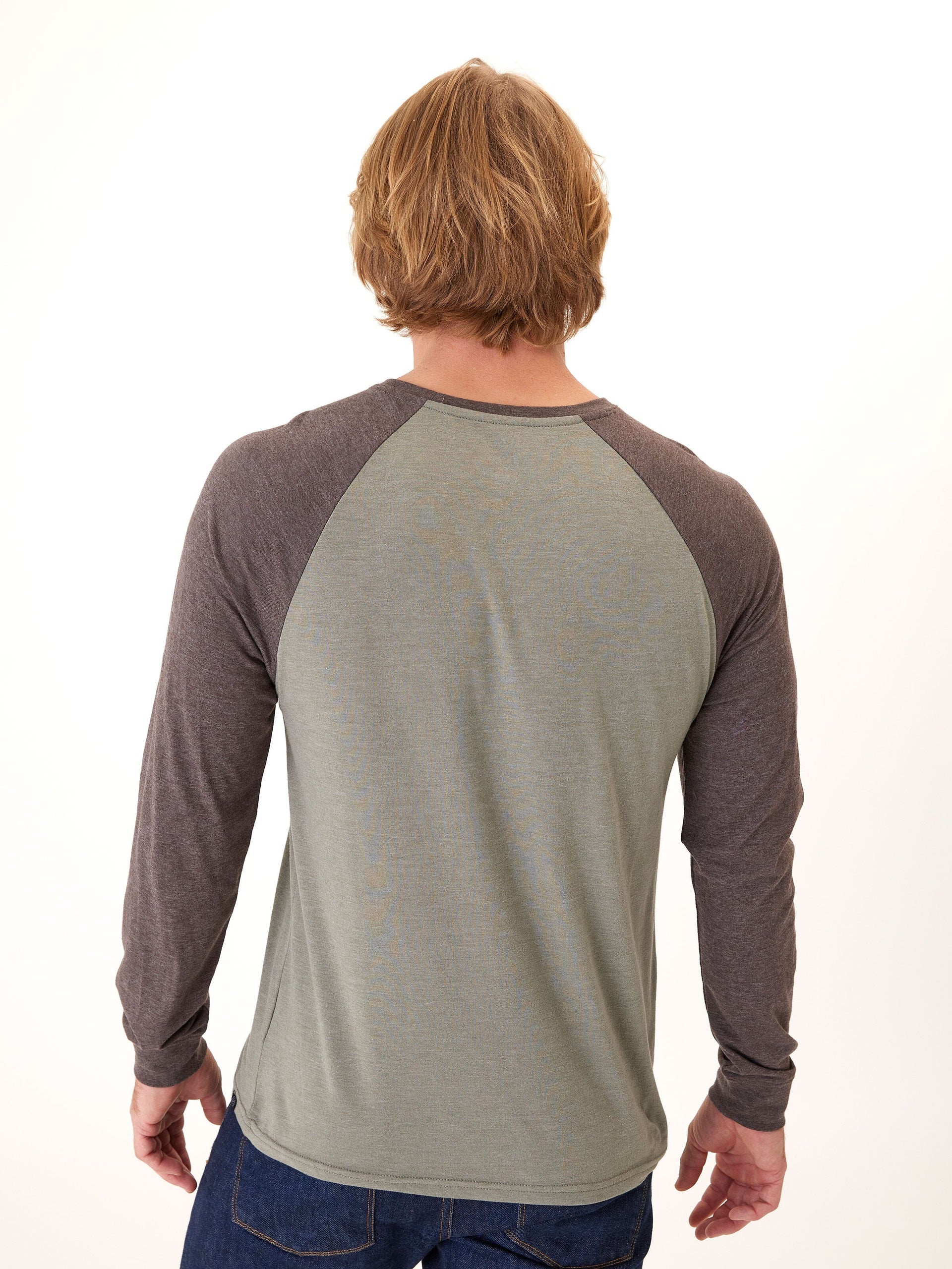Triblend Long Sleeve Raglan Tee Lightweight Breathable Knit