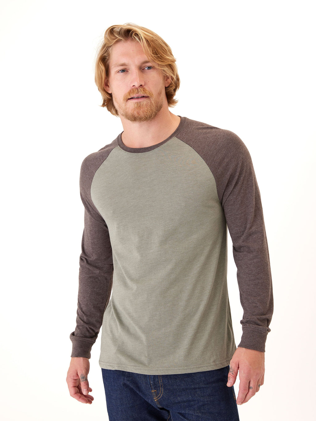 Triblend Long Sleeve Raglan Tee with signature soft textured knit fabric