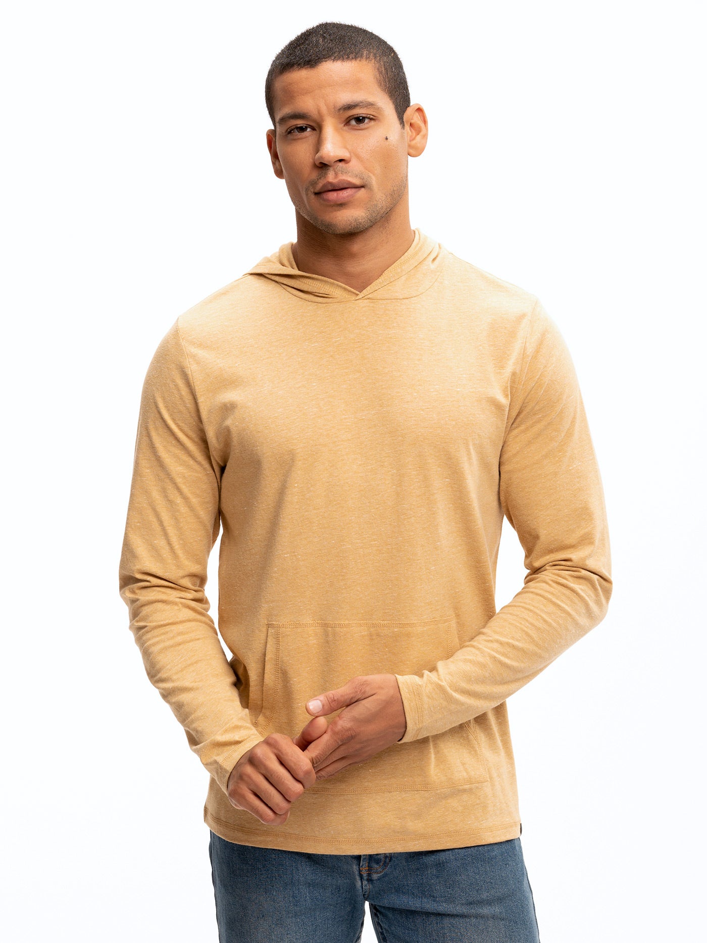Unisex Long Sleeve Triblend Tee Shirt Hoodie in Gold