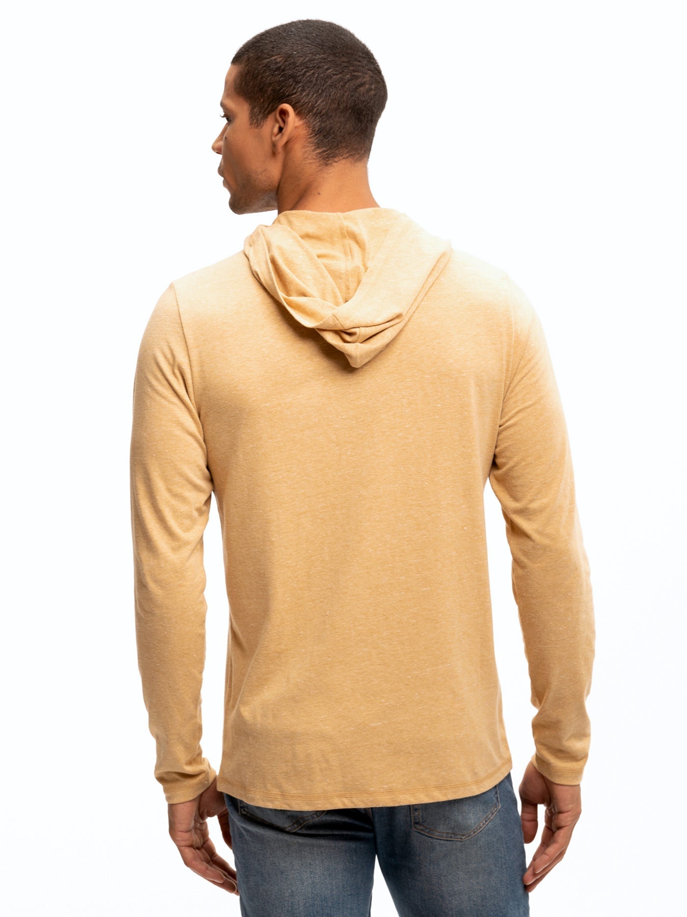 Unisex Long Sleeve Triblend Tee Shirt Hoodie in Gold