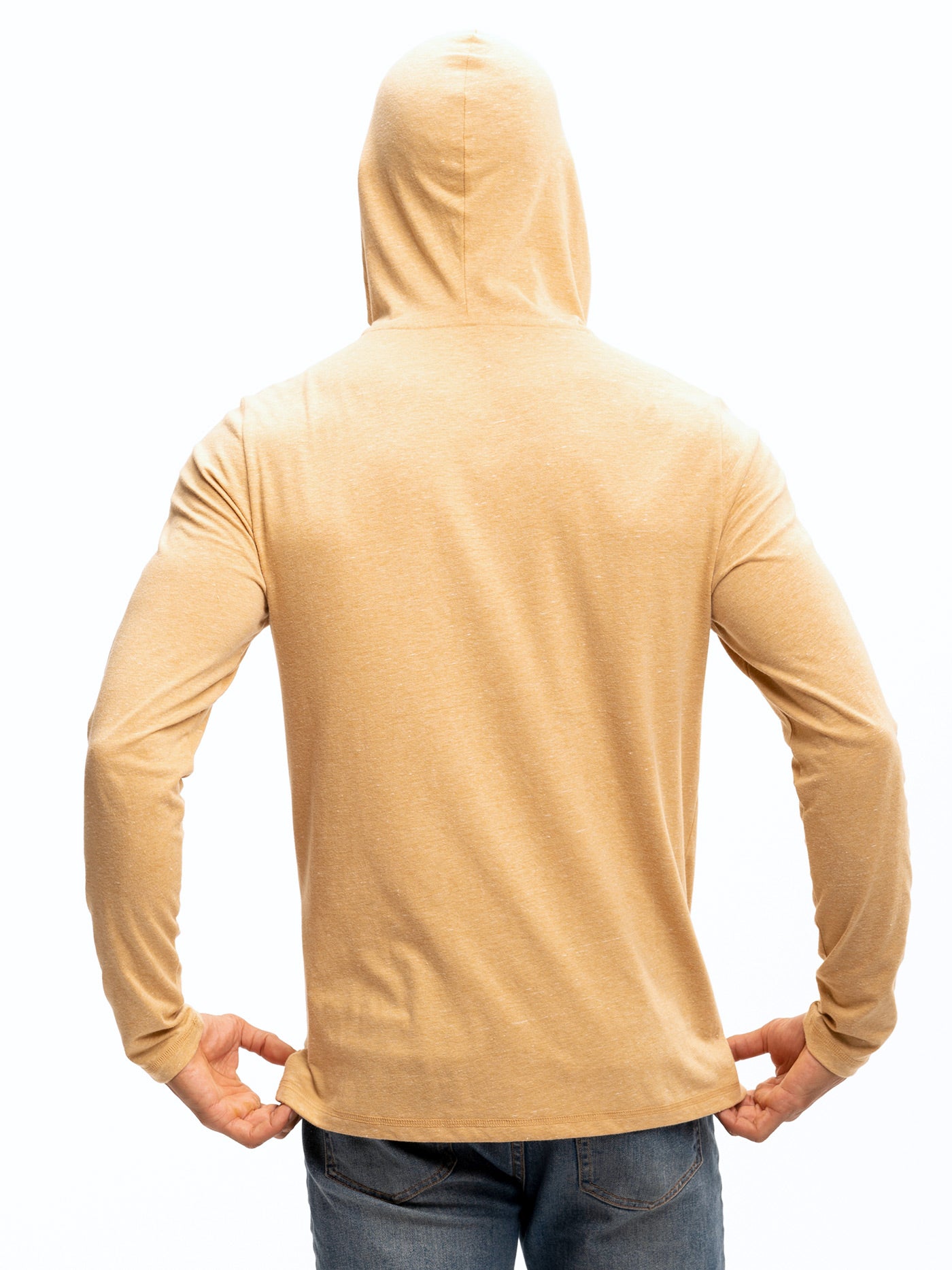 Unisex Long Sleeve Triblend Tee Shirt Hoodie in Gold