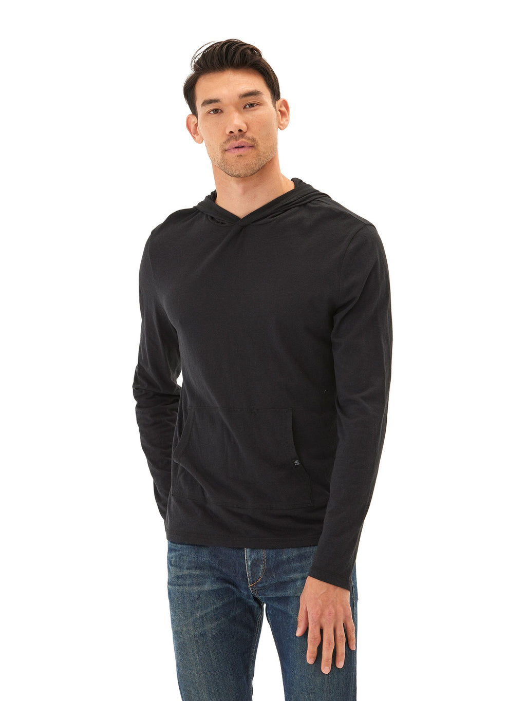 Black Long Sleeve Eco-Triblend Pullover Tee Shirt Hoodie