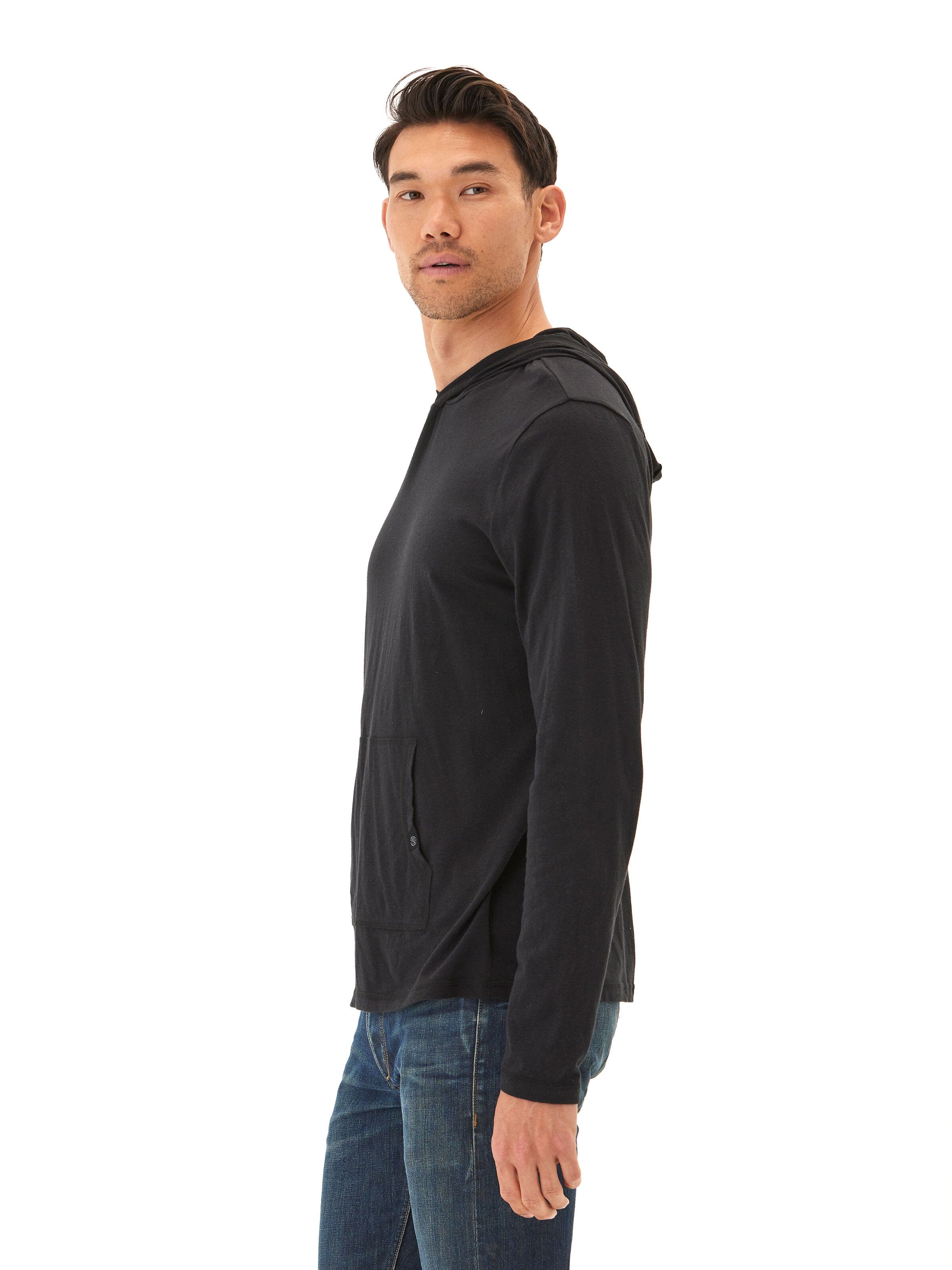 Black Long Sleeve Eco-Triblend Pullover Tee Shirt Hoodie