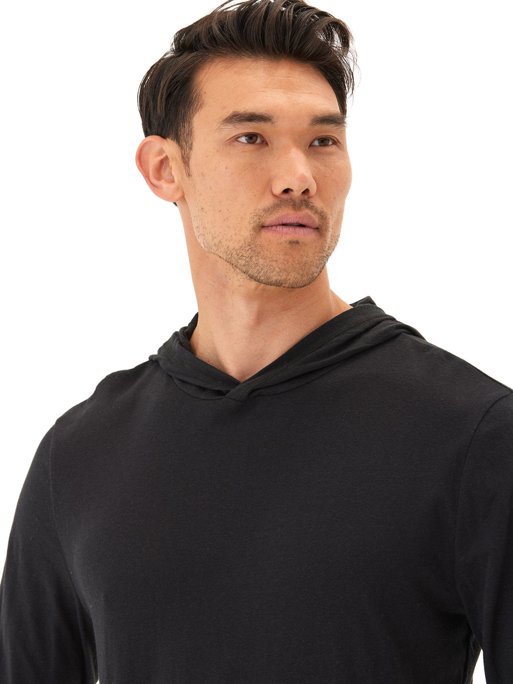 Black Long Sleeve Eco-Triblend Pullover Tee Shirt Hoodie