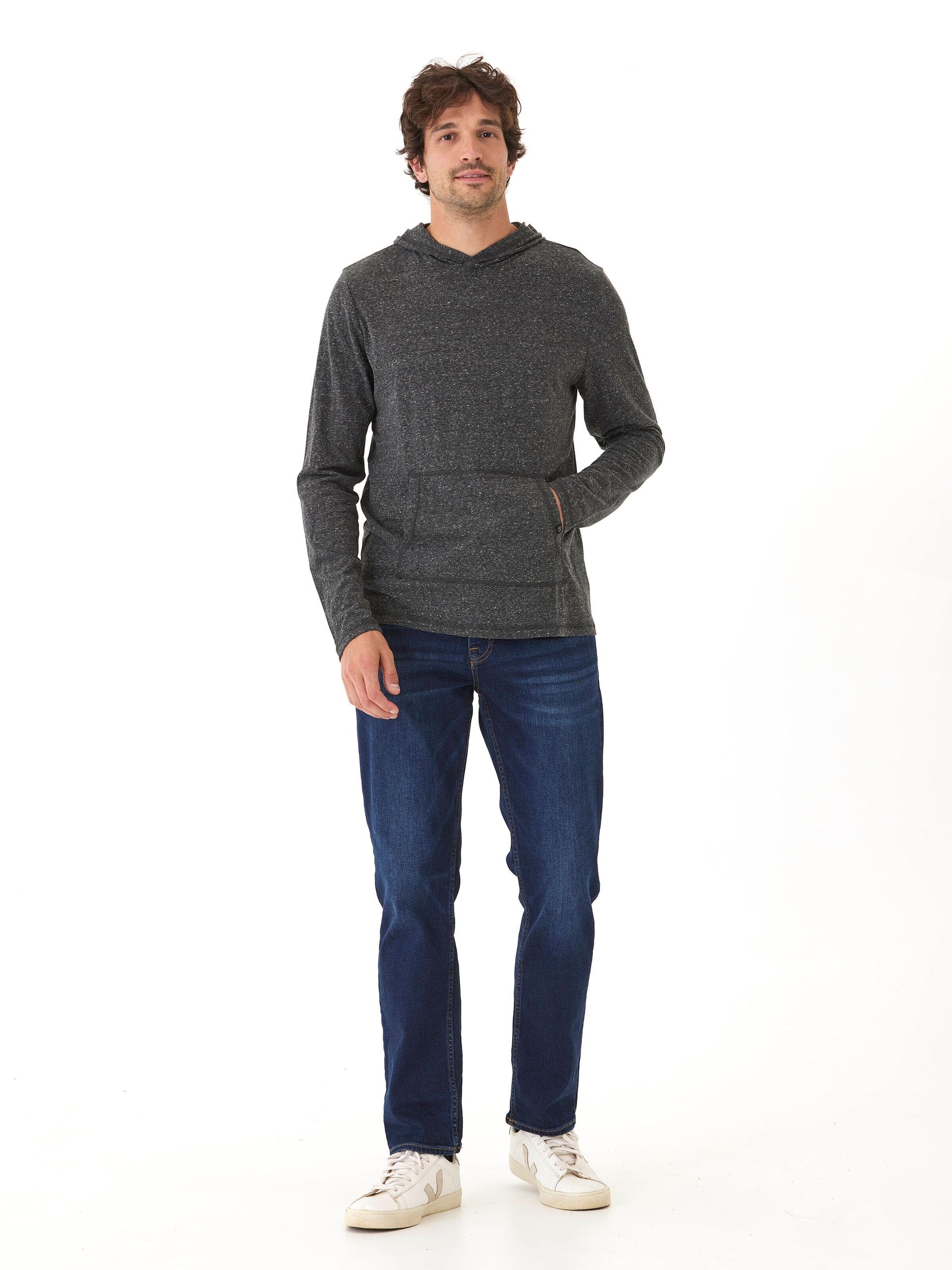 Long Sleeve Triblend Tee Shirt Hoodie for Men