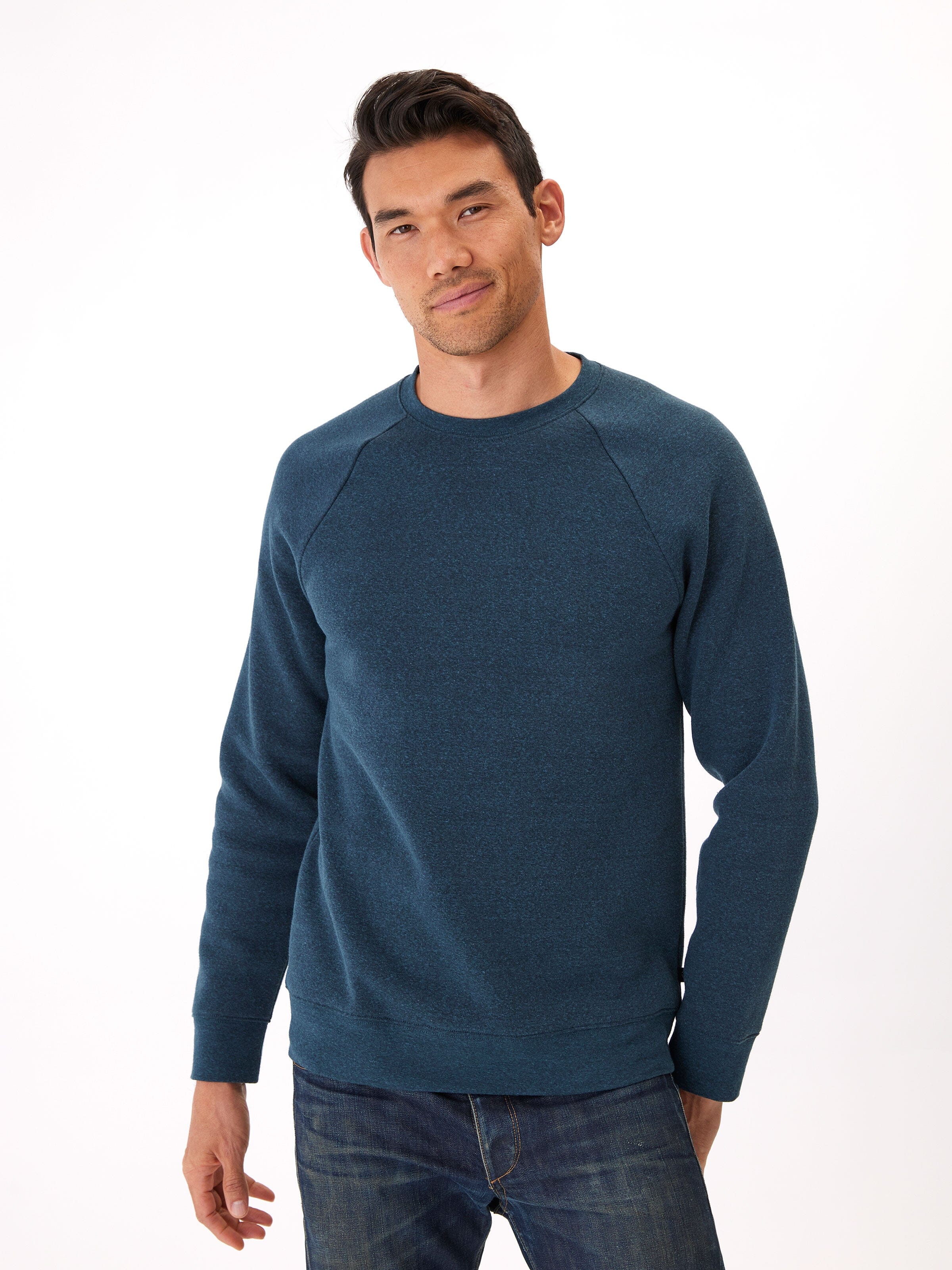 Men's Triblend Long Sleeve Raglan Sweatshirt in Blue and Navy