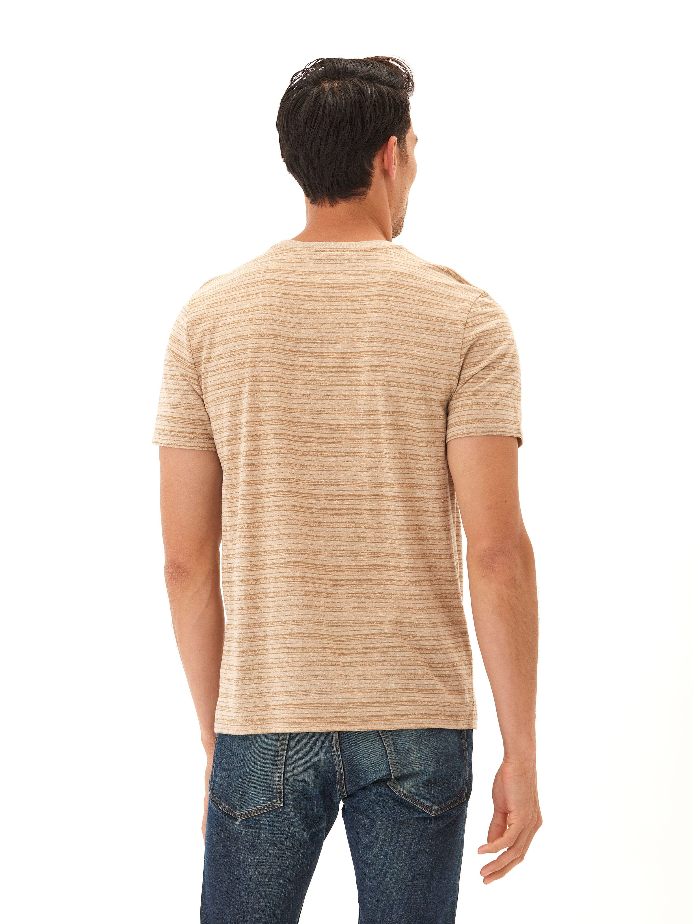 Stripe Triblend Jersey Crew Tee - Lightweight Soft Everyday Shirt