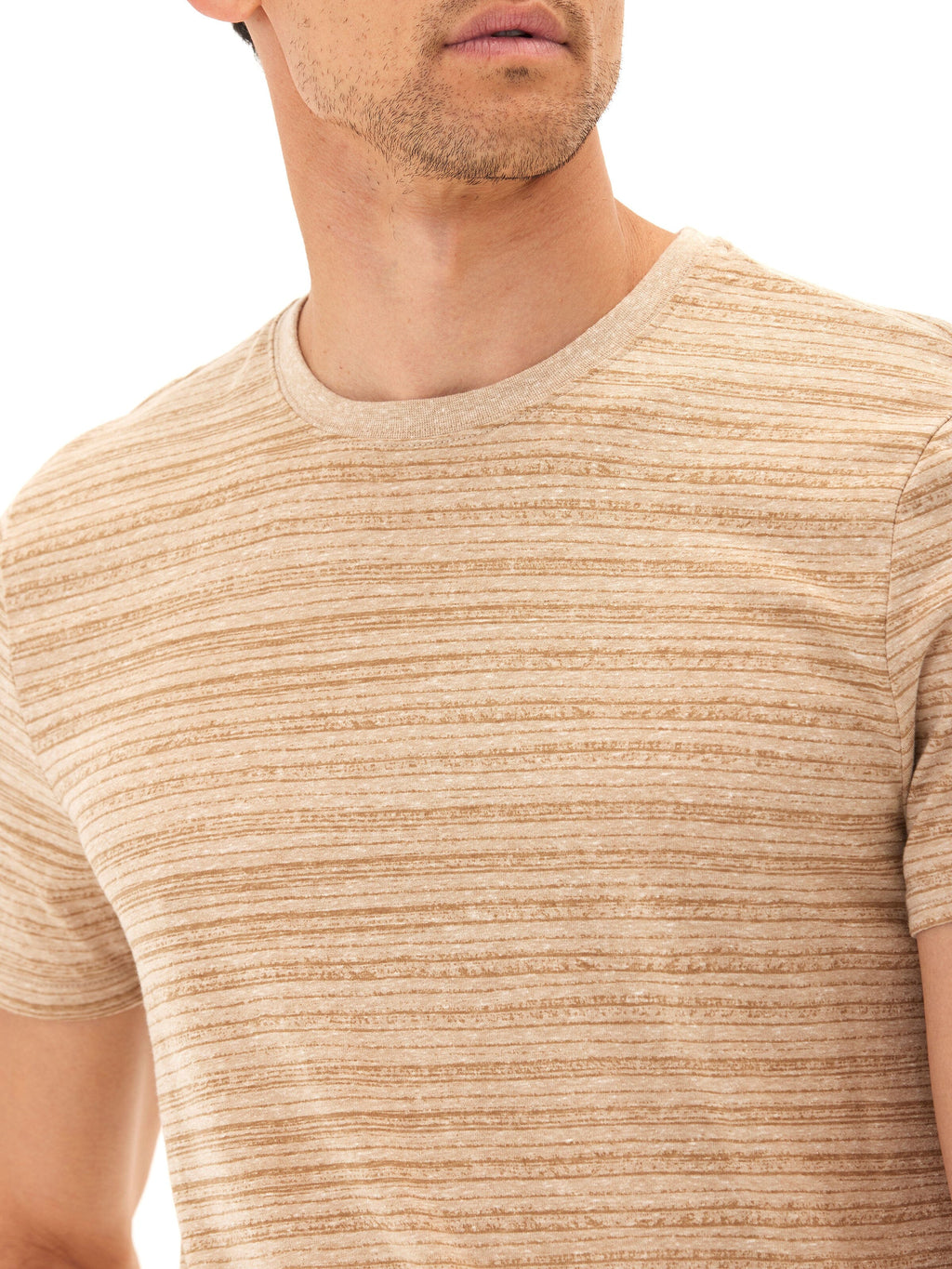 Stripe Triblend Jersey Crew Tee - Lightweight Soft Everyday Shirt