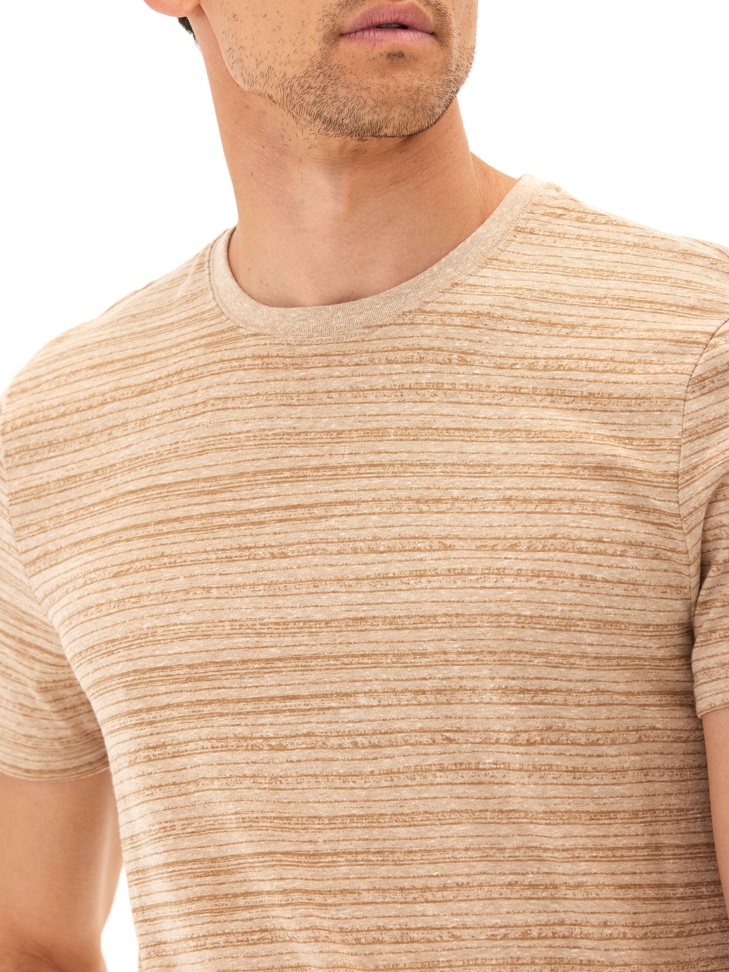Stripe Triblend Jersey Crew Tee - Lightweight Soft Everyday Shirt