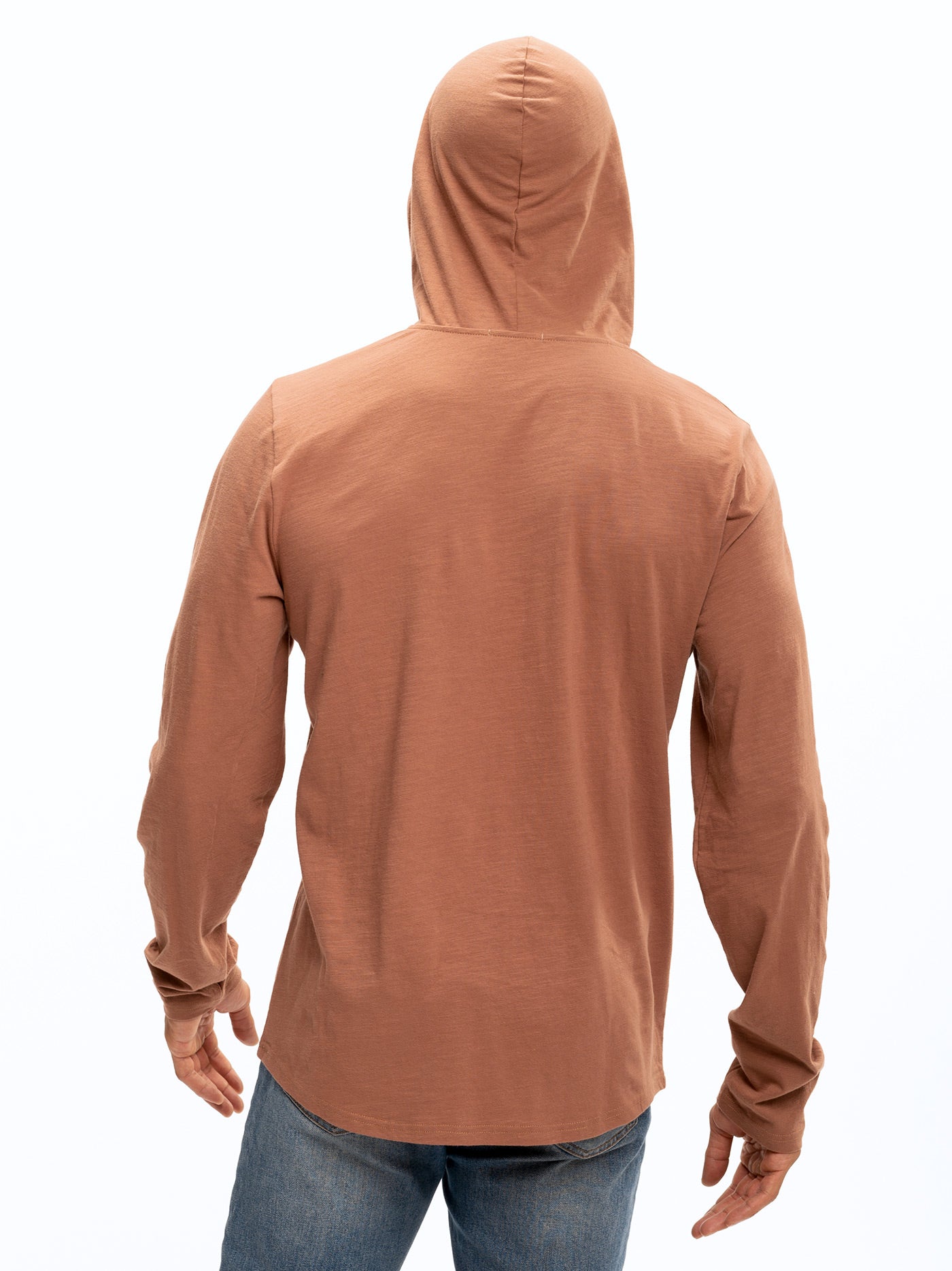 Slub Jersey Pullover Hoodie in Rust and Brown