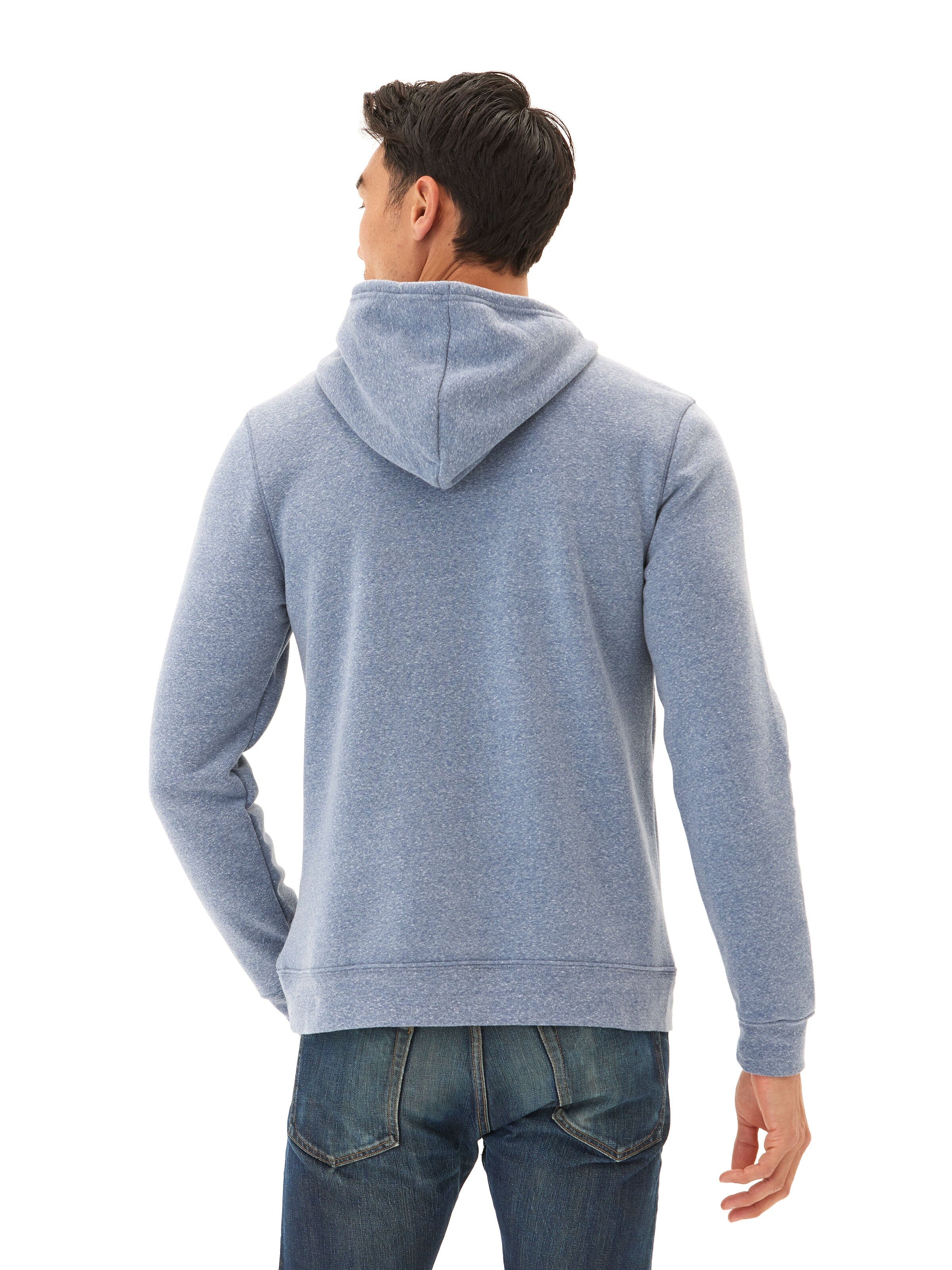 Men's Core Triblend Fleece Pullover Hoodie in Blue and White