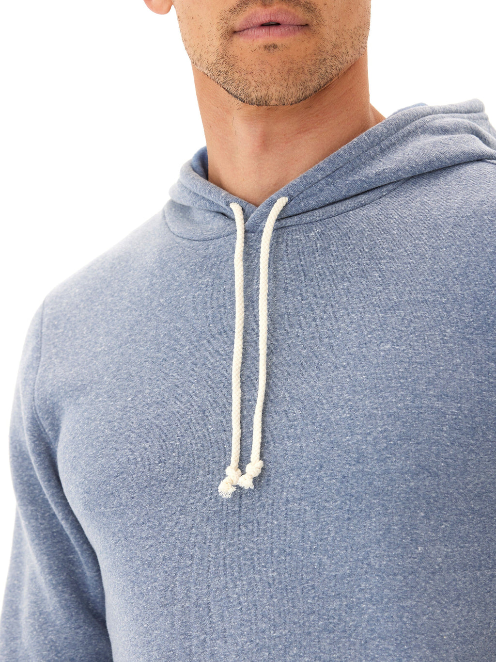 Men's Core Triblend Fleece Pullover Hoodie in Blue and White