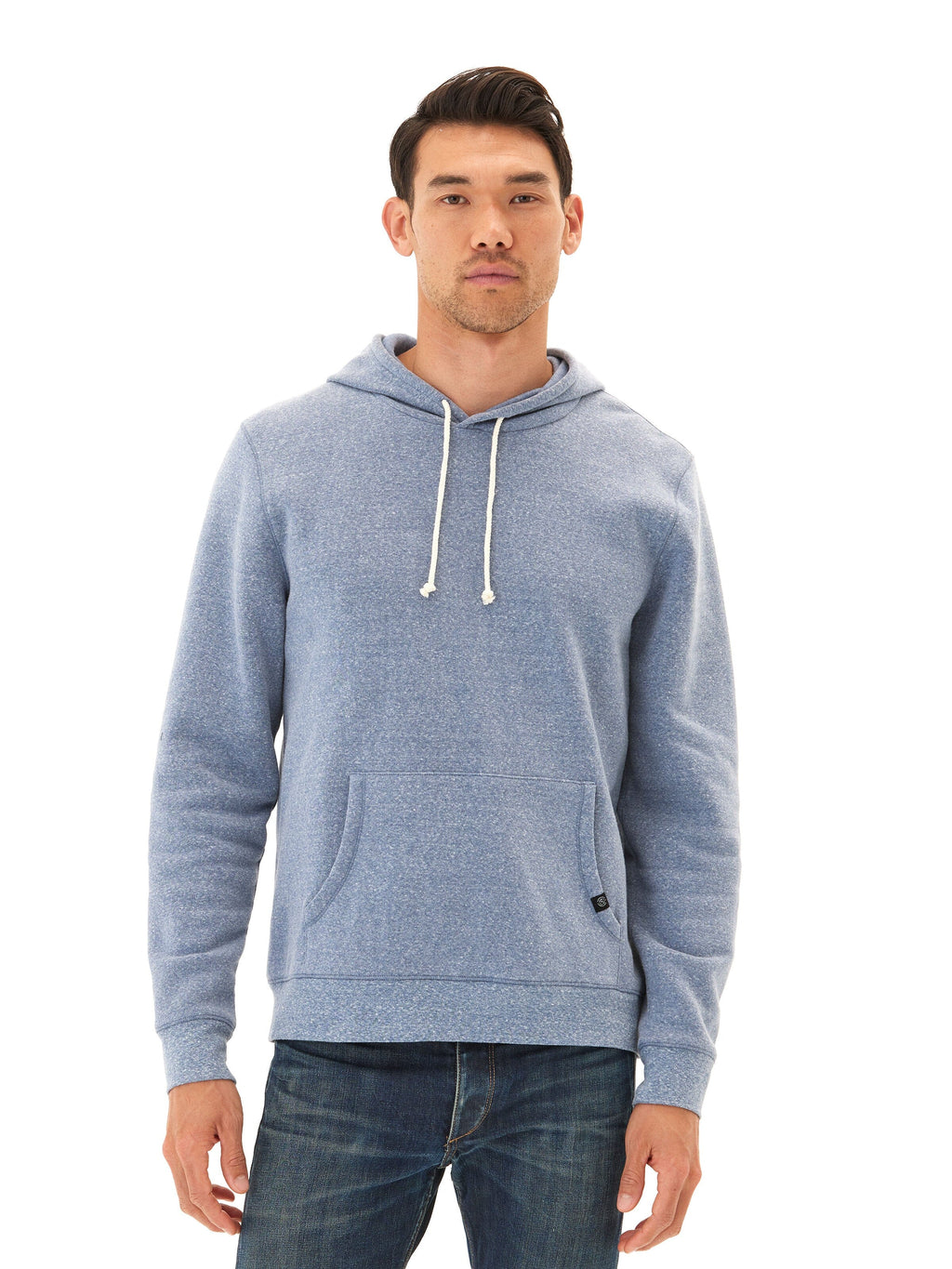 Men's Core Triblend Fleece Pullover Hoodie in Blue and White