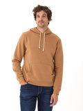 Men's Core Triblend Fleece Pullover Hoodie in minimalist camel and off-white colorways.