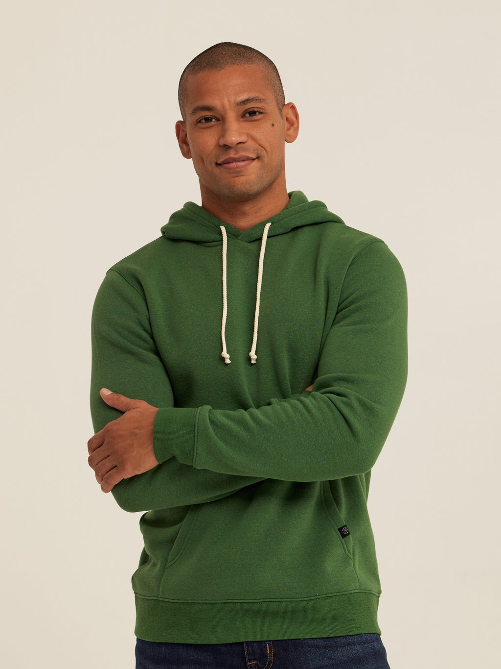 Men's Core Triblend Fleece Pullover Hoodie in a relaxed fit with a front kangaroo pocket