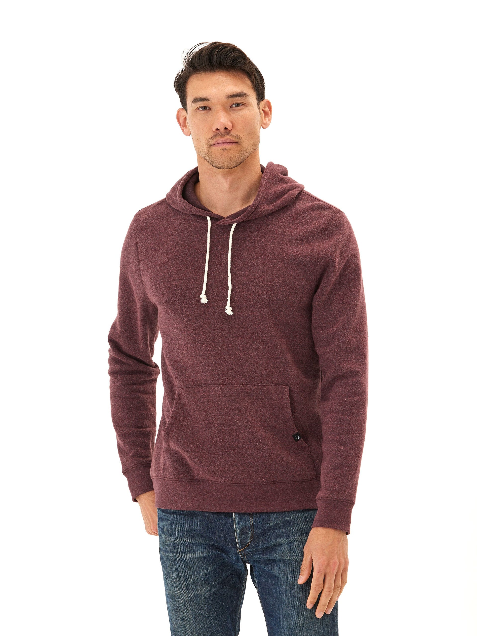 Men's Core Triblend Fleece Pullover Hoodie in Maroon and Burgundy