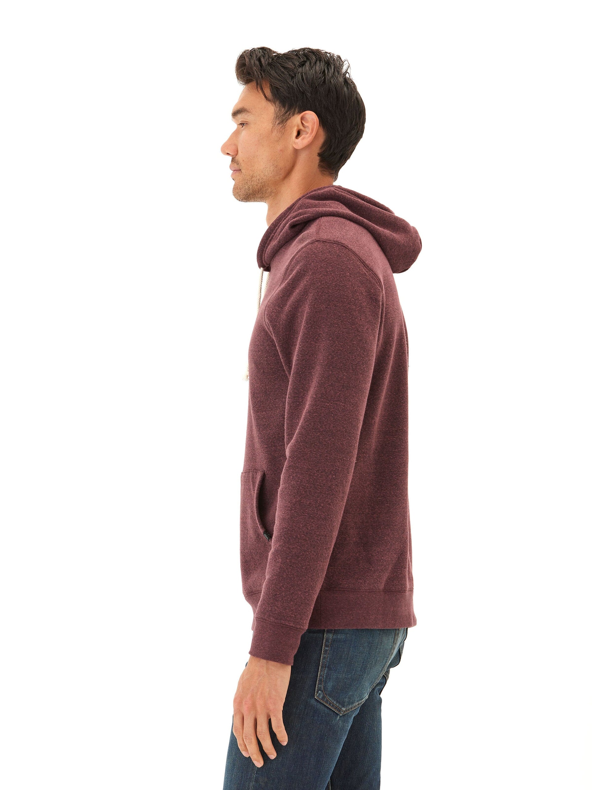 Men's Core Triblend Fleece Pullover Hoodie in Maroon and Burgundy