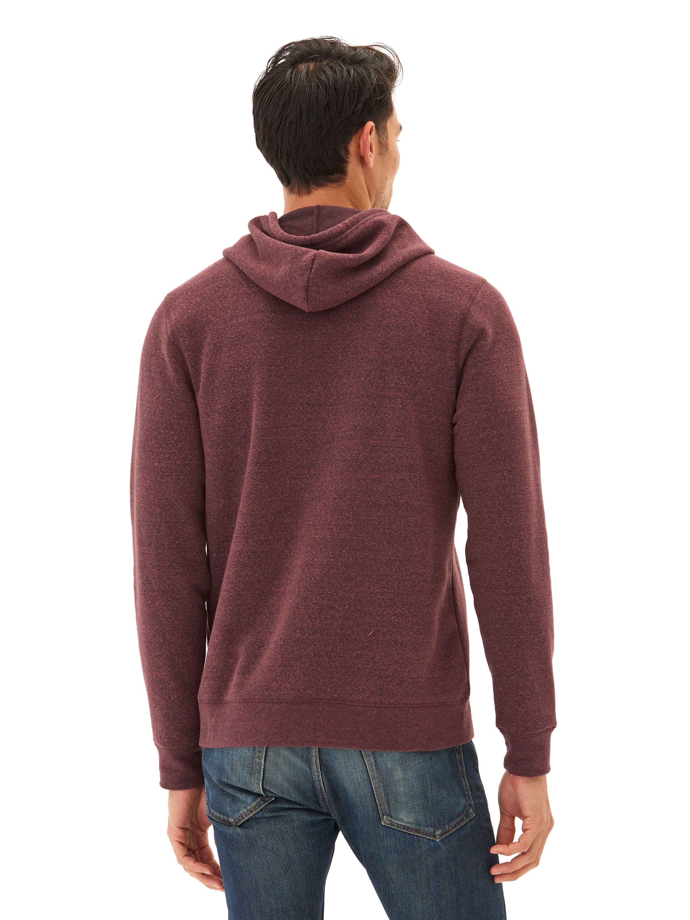 Men's Core Triblend Fleece Pullover Hoodie in Maroon and Burgundy