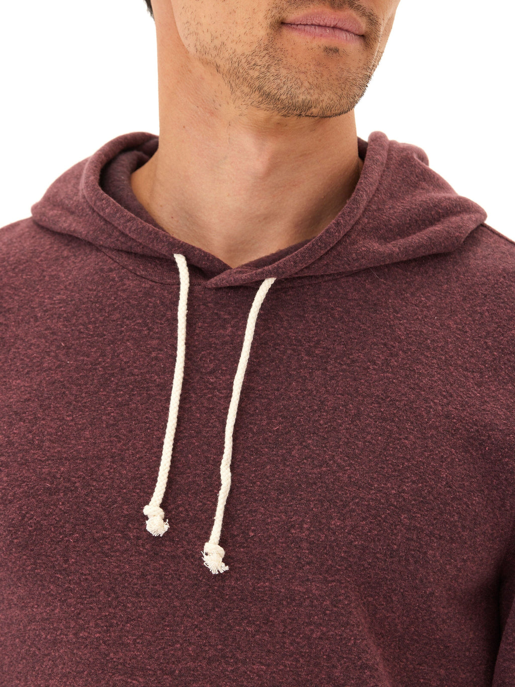 Men's Core Triblend Fleece Pullover Hoodie in Maroon and Burgundy