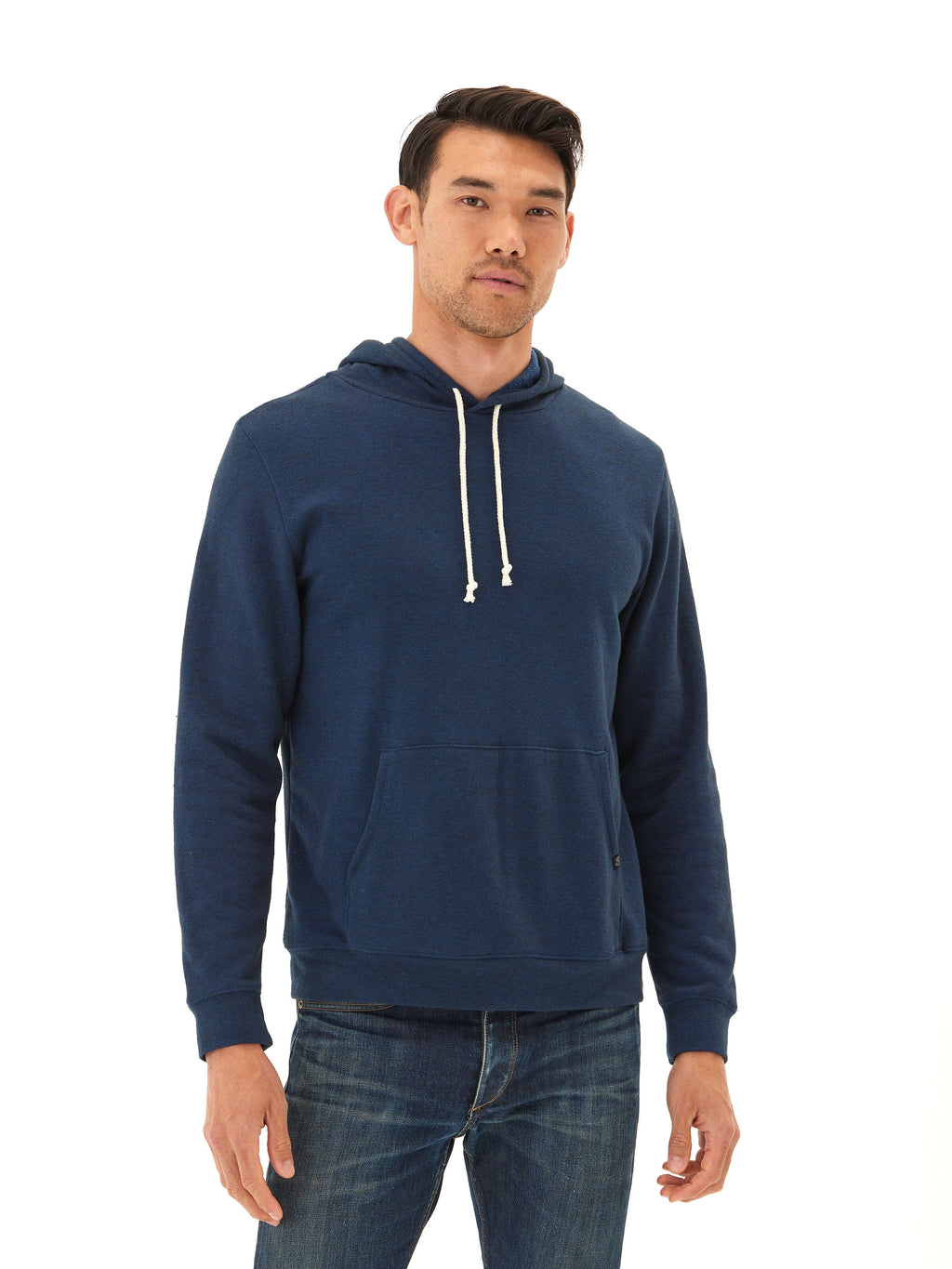 Men's Core Triblend Fleece Pullover Hoodie in Navy Blue