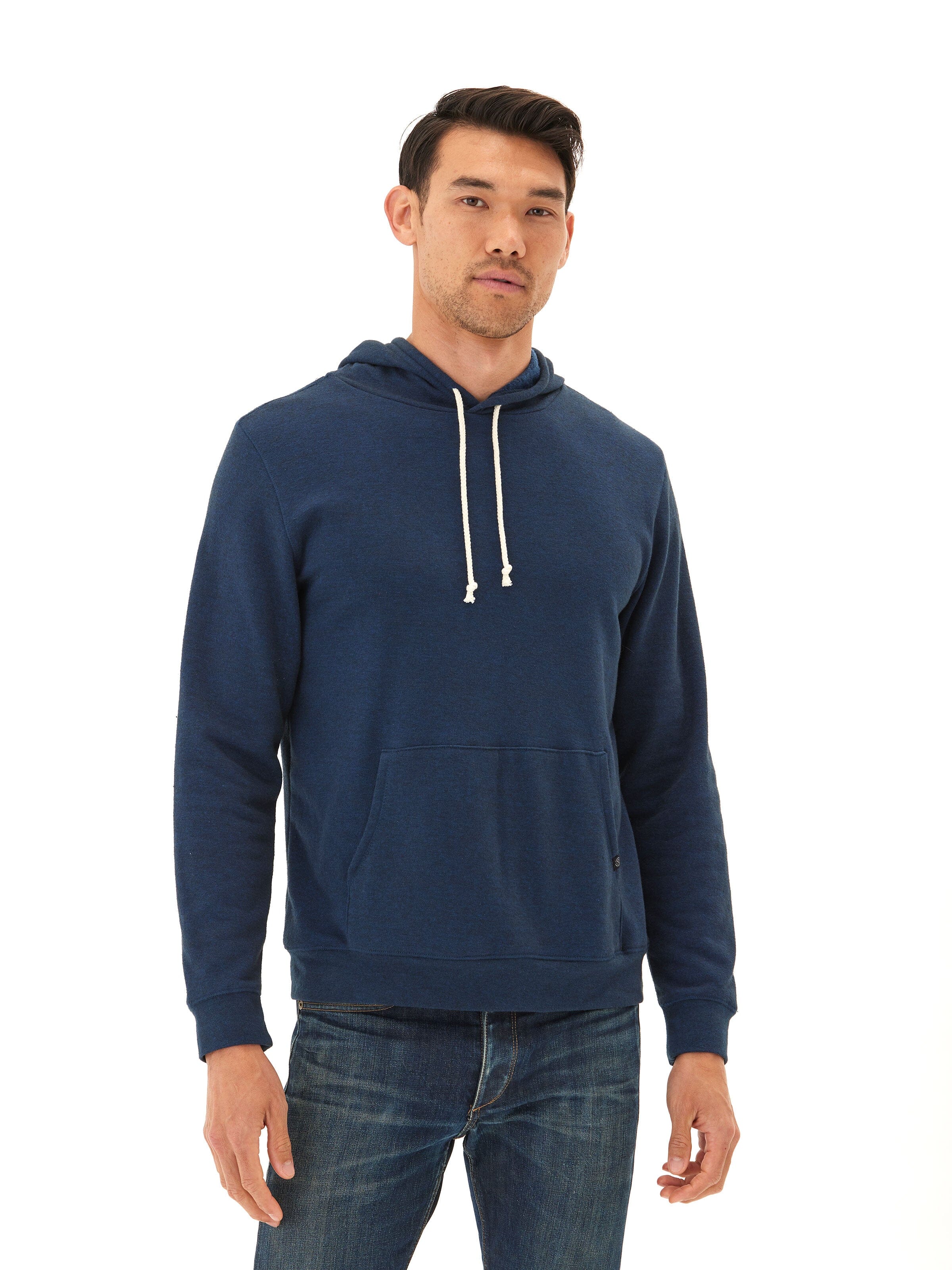 Men's Core Triblend Fleece Pullover Hoodie in Navy Blue
