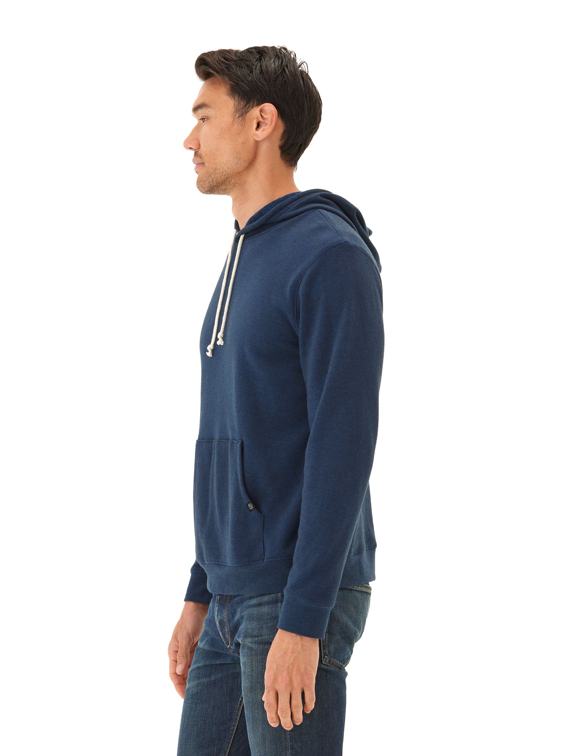 Men's Core Triblend Fleece Pullover Hoodie in Navy Blue