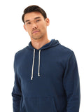 Men's Core Triblend Fleece Pullover Hoodie in navy blue with kangaroo pocket.