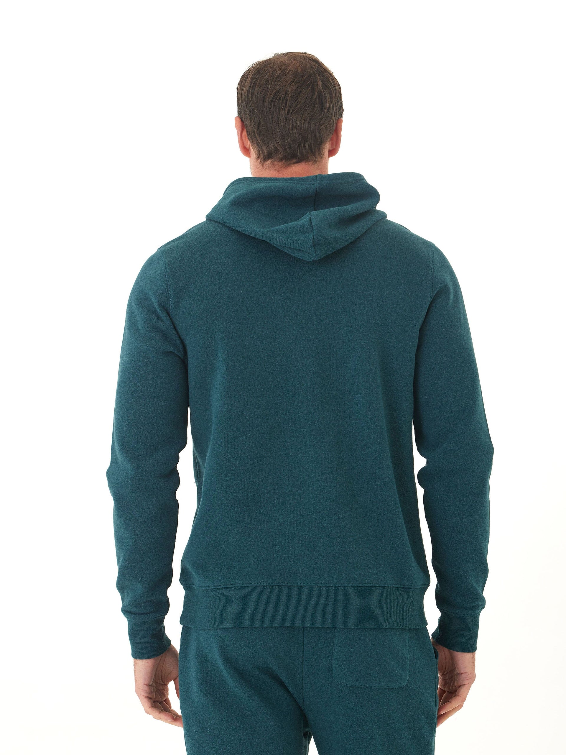 Men's Core Triblend Fleece Pullover Hoodie in Teal/Off-White