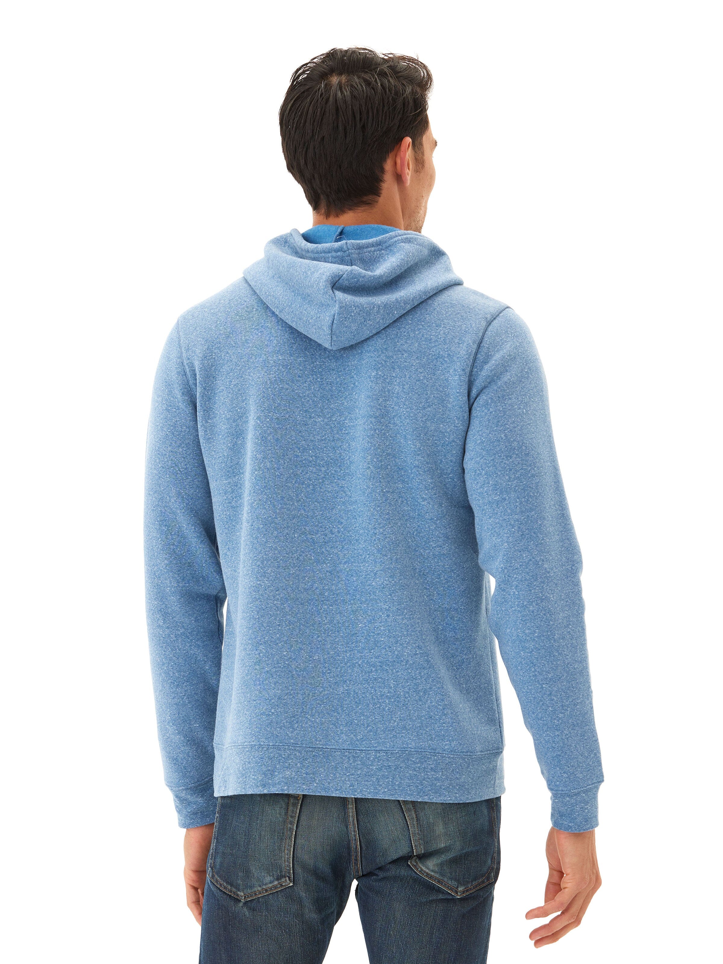 Men's Core Triblend Fleece Pullover Hoodie in Blue and White