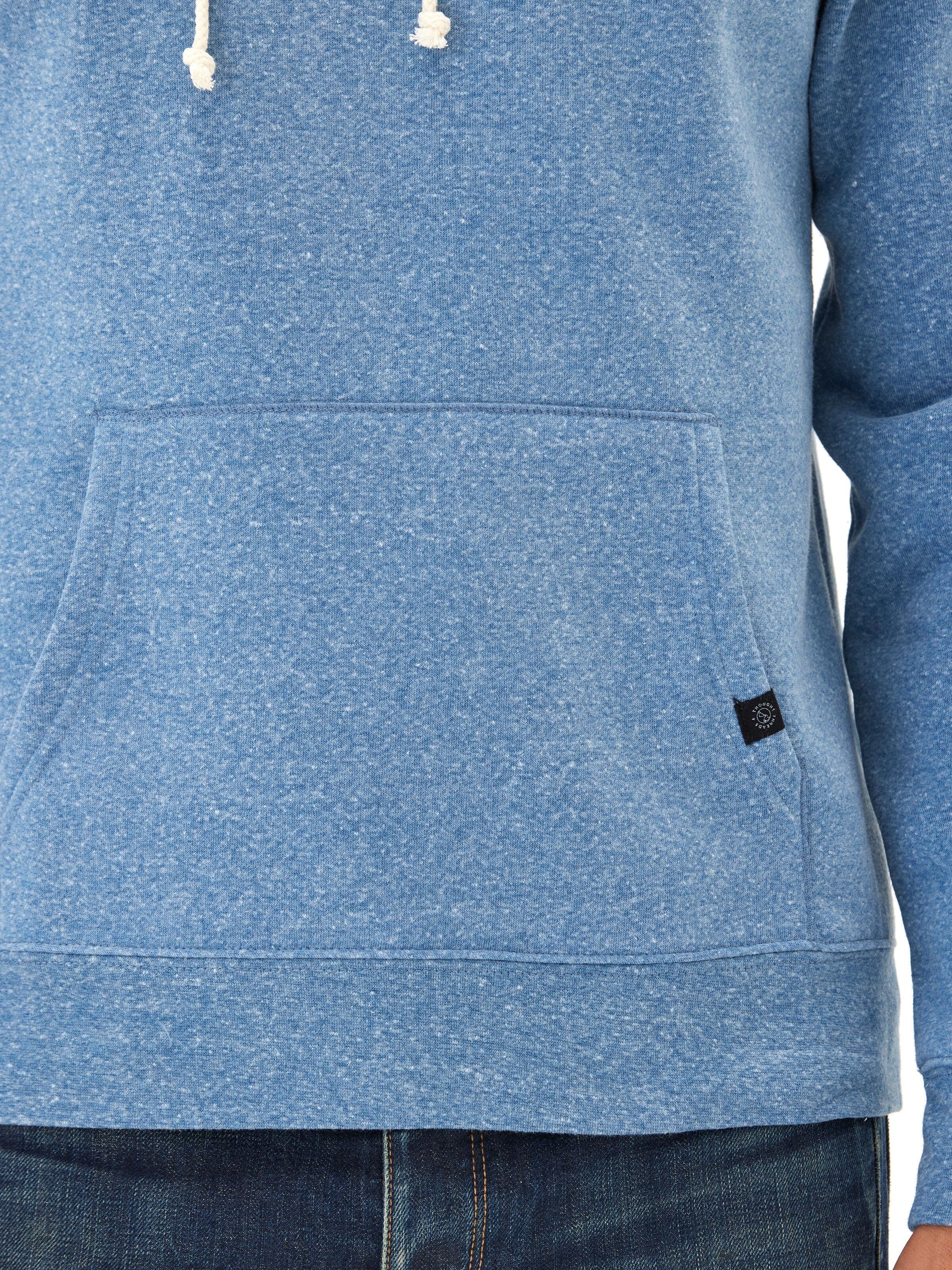 Men's Core Triblend Fleece Pullover Hoodie in Blue and White