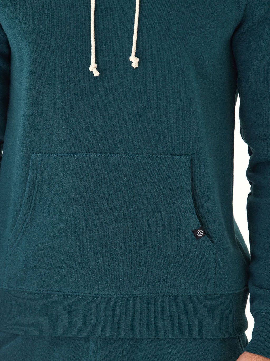 Men's Core Triblend Fleece Pullover Hoodie in Teal/Off-White