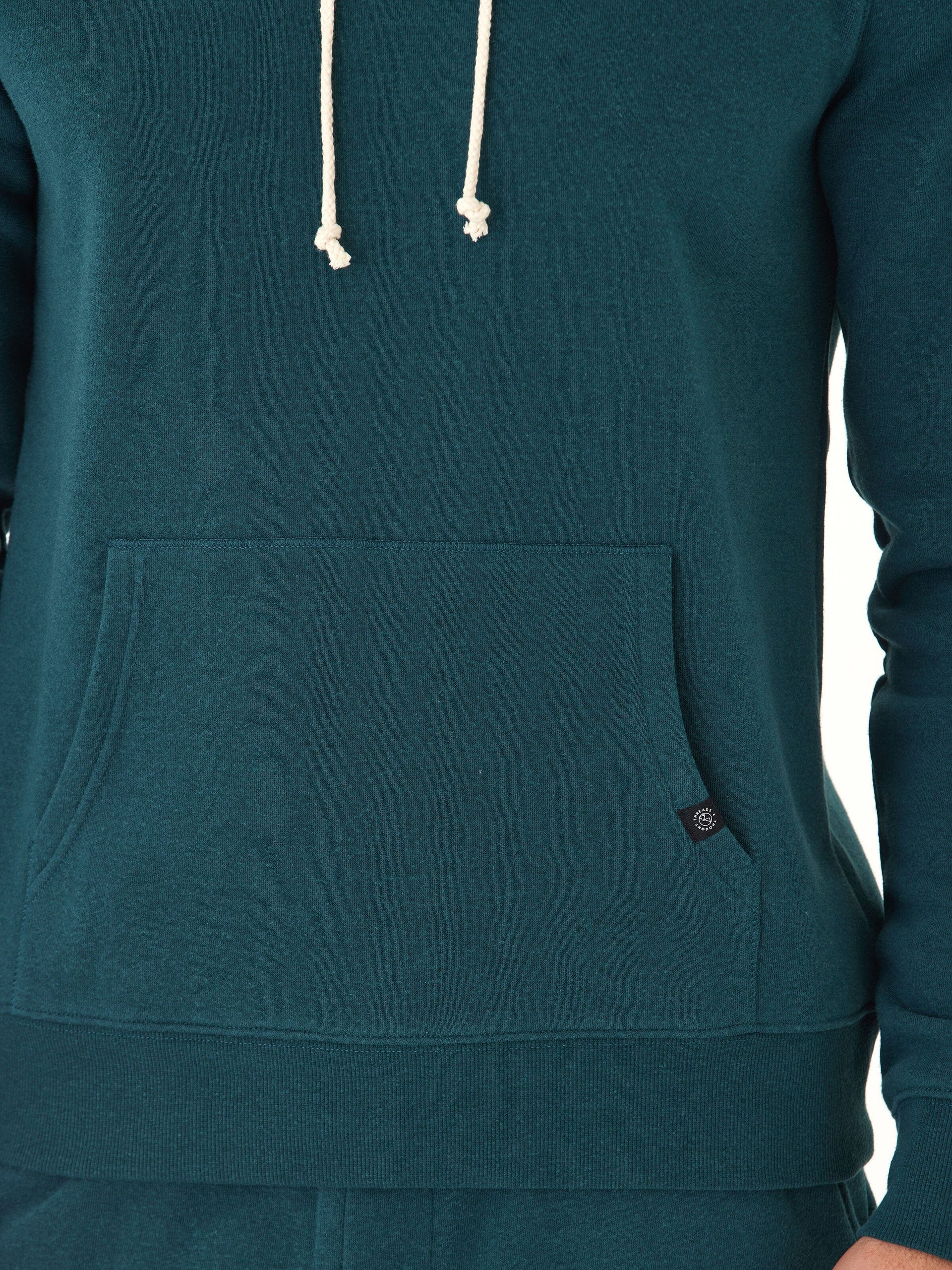 Men's Core Triblend Fleece Pullover Hoodie in Teal/Off-White