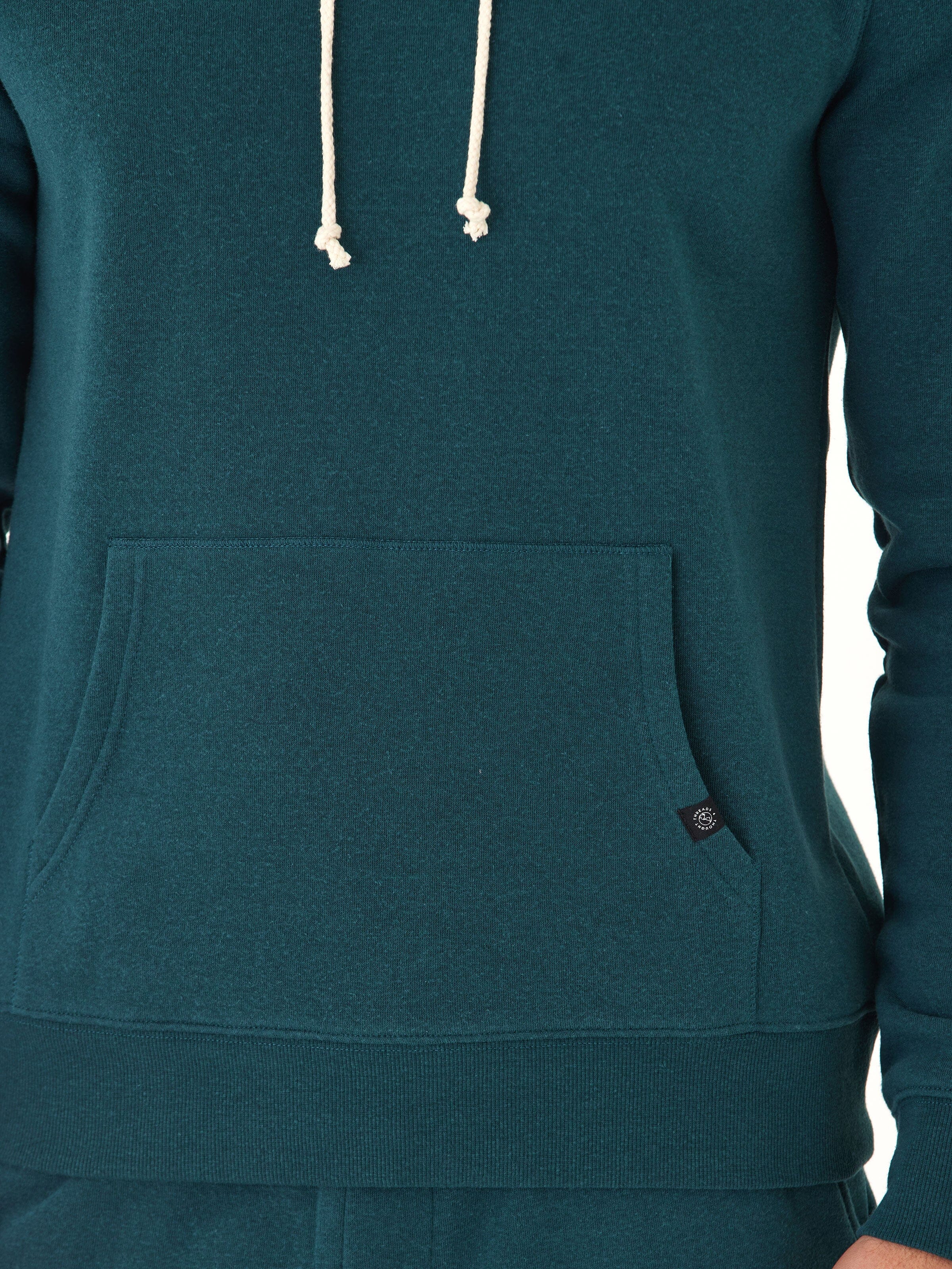 Men's Core Triblend Fleece Pullover Hoodie in Teal/Off-White