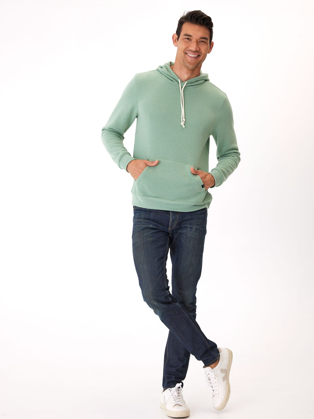 Men's Core Triblend Fleece Pullover Hoodie in Sage Green