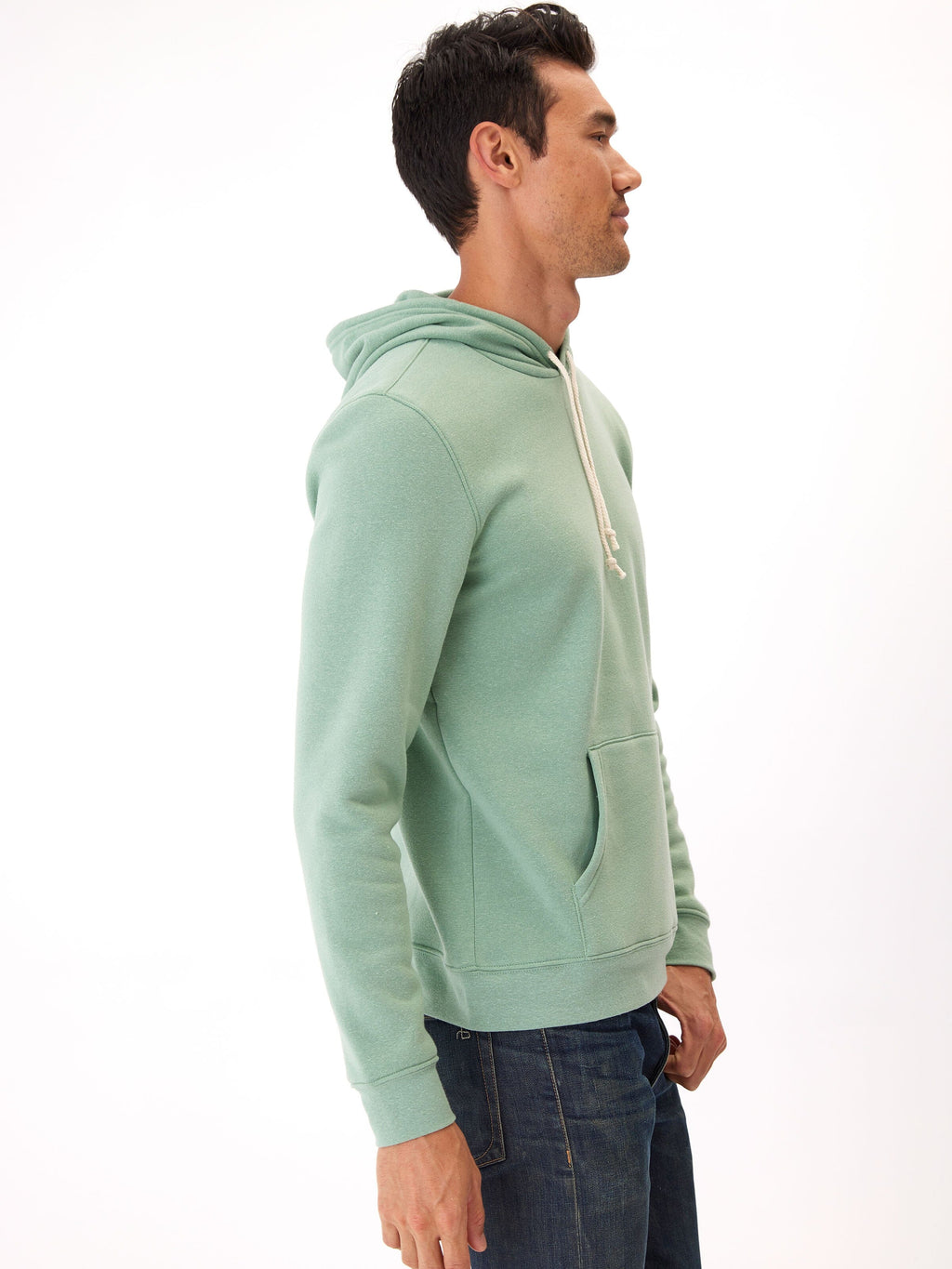 Men's Core Triblend Fleece Pullover Hoodie in Sage Green