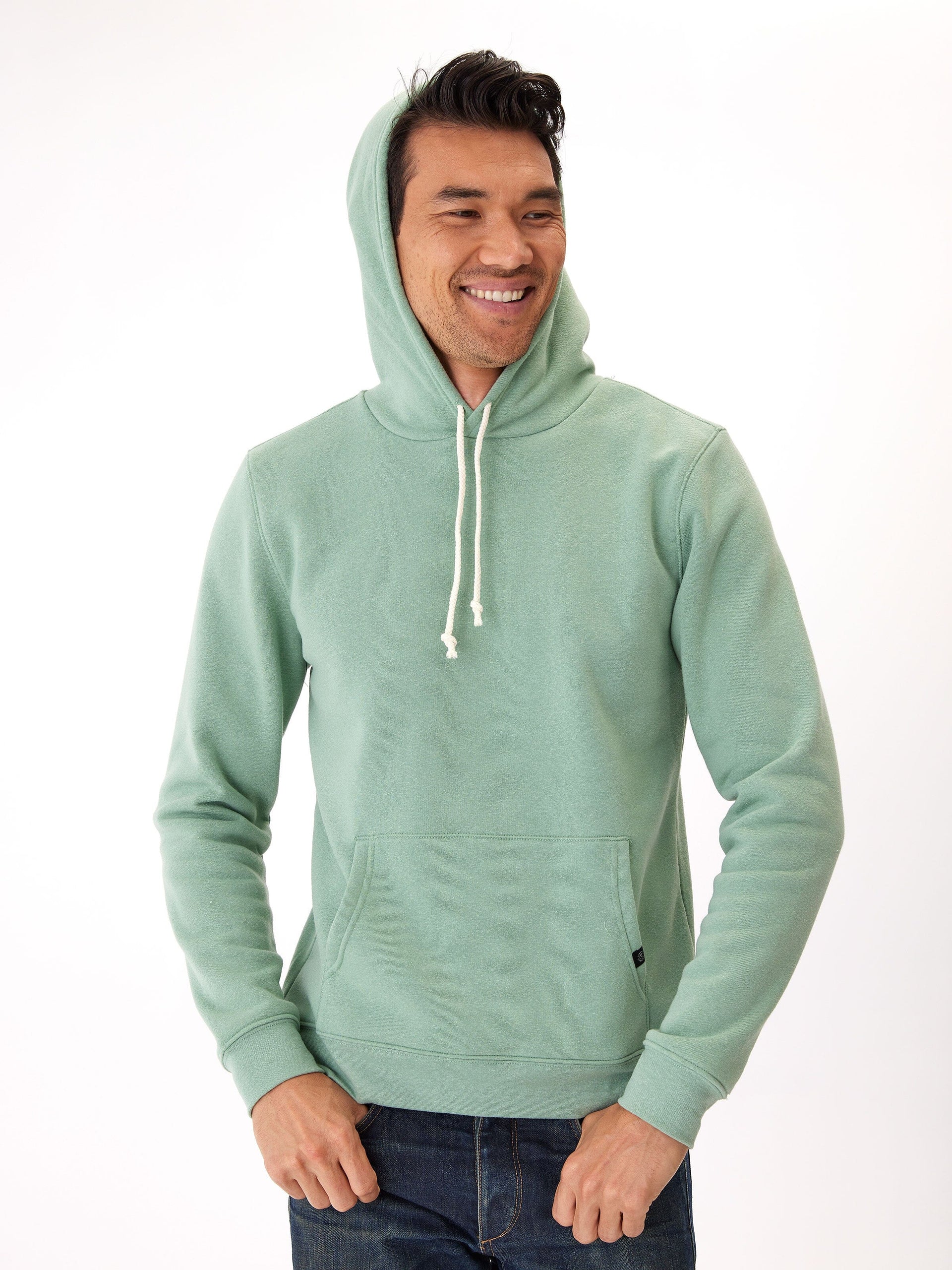 Men's Core Triblend Fleece Pullover Hoodie in Sage Green