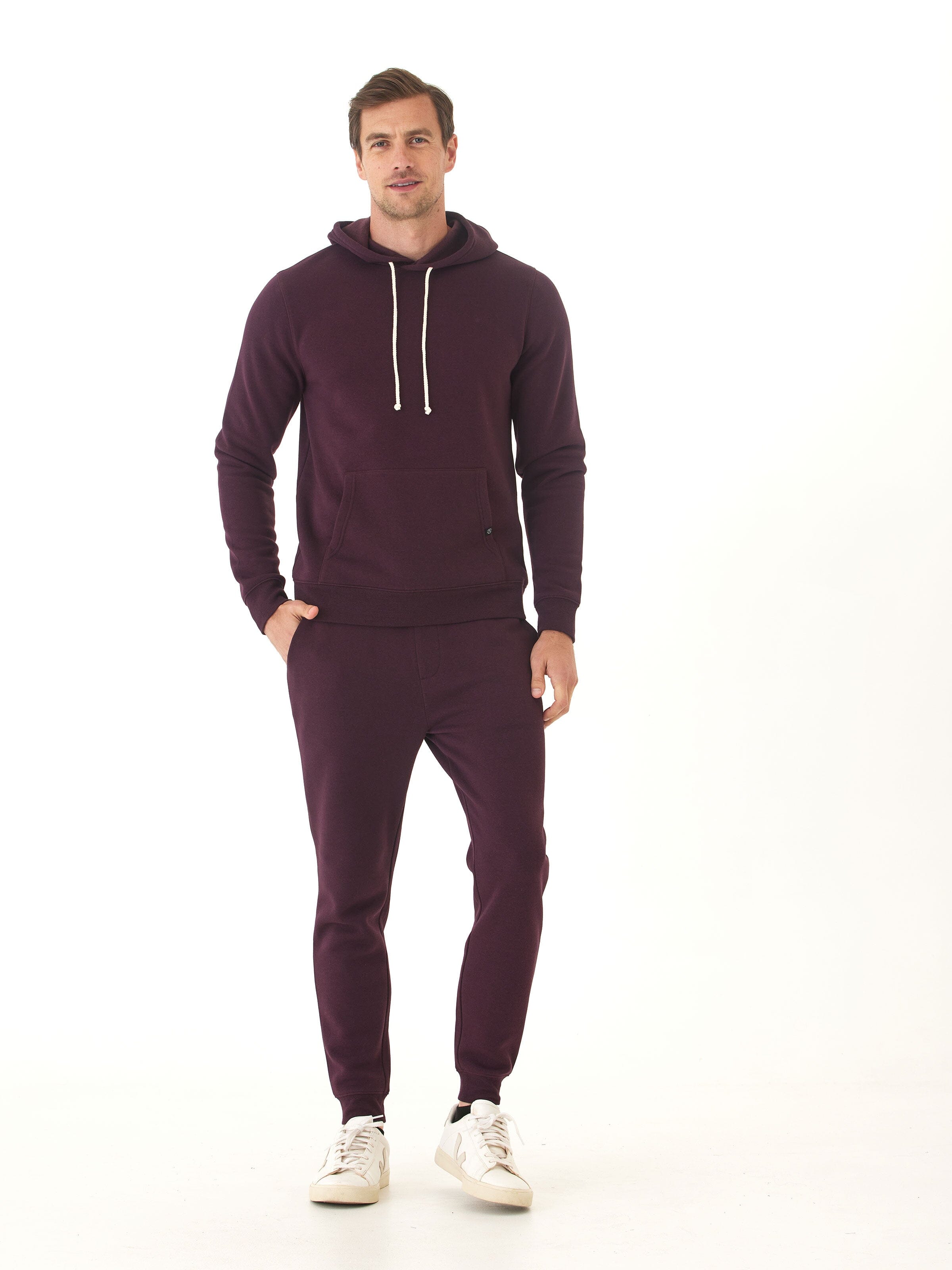 Men's Core Triblend Fleece Jogger Slim Fit Casual Pants Burgundy