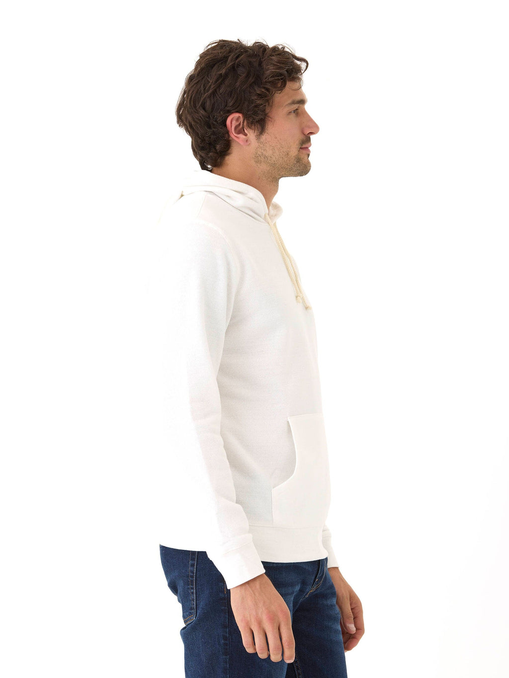 Men's Core Triblend Fleece Pullover Hoodie in White and Off-White