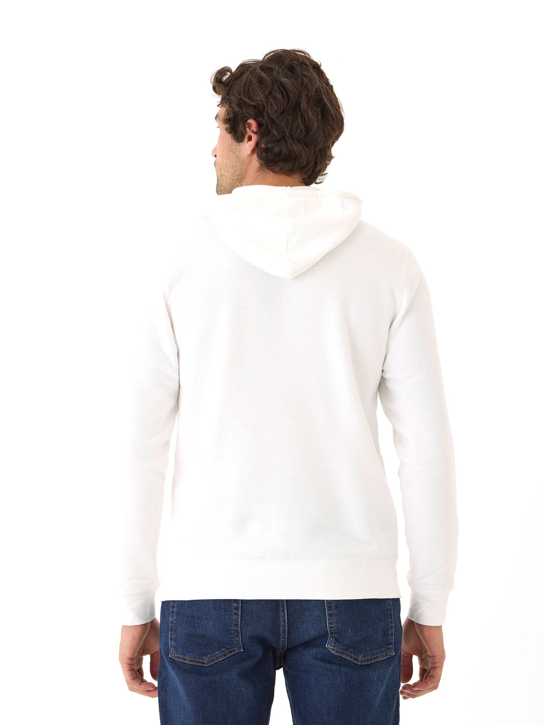 Men's Core Triblend Fleece Pullover Hoodie in White and Off-White