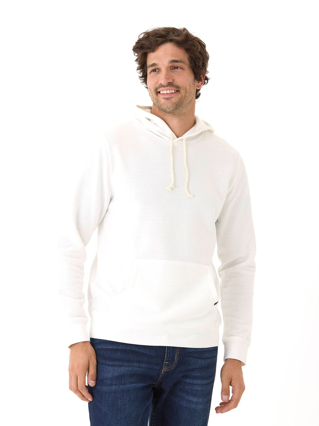 Men's Core Triblend Fleece Pullover Hoodie in White and Off-White