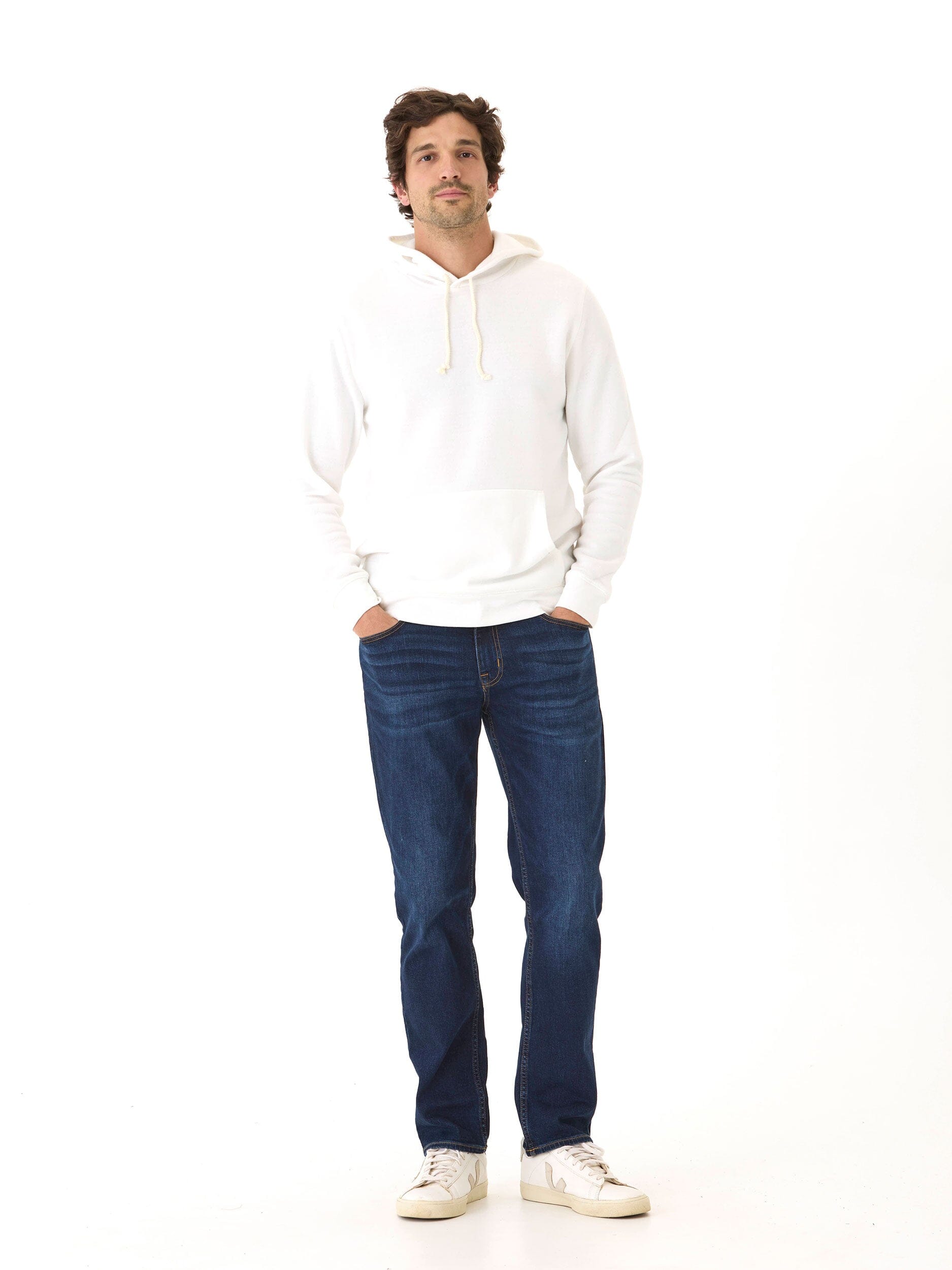 Men's Core Triblend Fleece Pullover Hoodie in White and Off-White