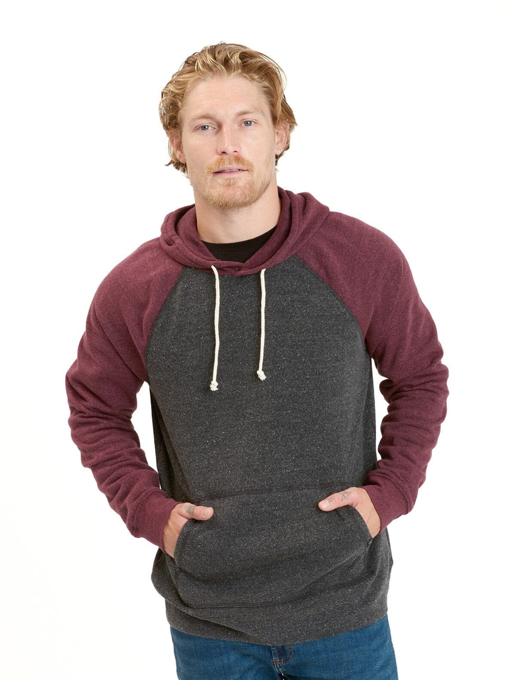 Colorblock Raglan Triblend Pullover Hoodie - Versatile Staple
