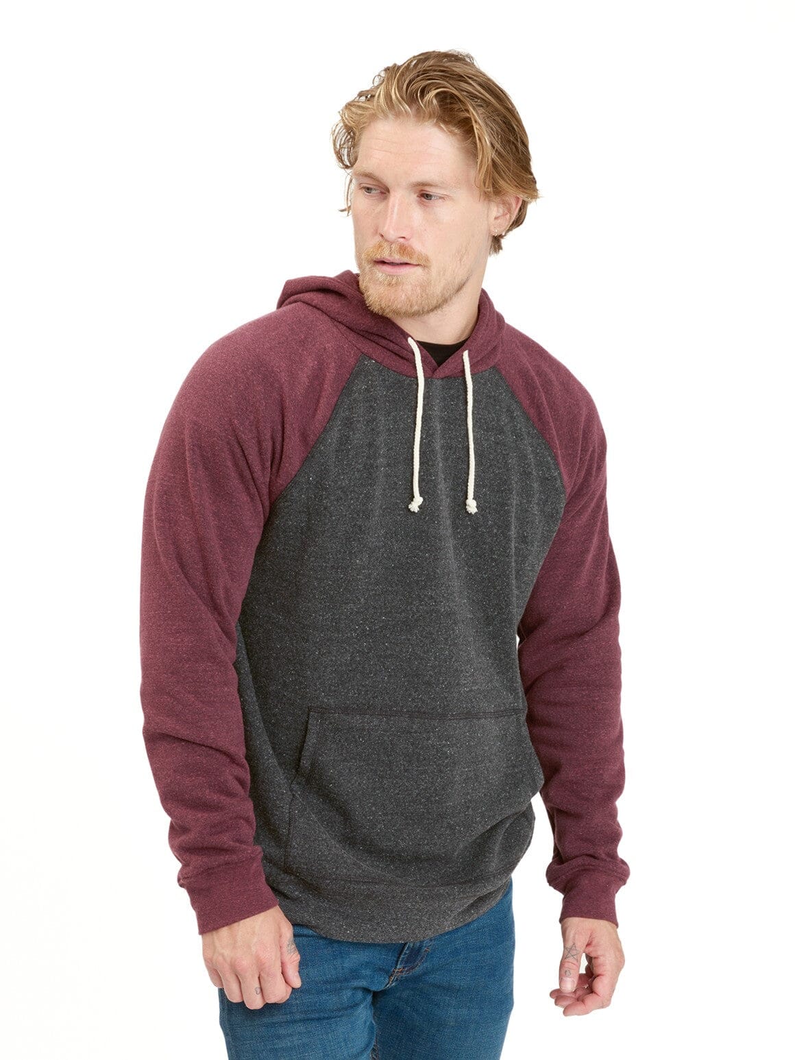 Colorblock Raglan Triblend Pullover Hoodie - Versatile Staple