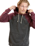 Close up view of the Colorblock Raglan Triblend Hoodie featuring signature soft fleece fabric