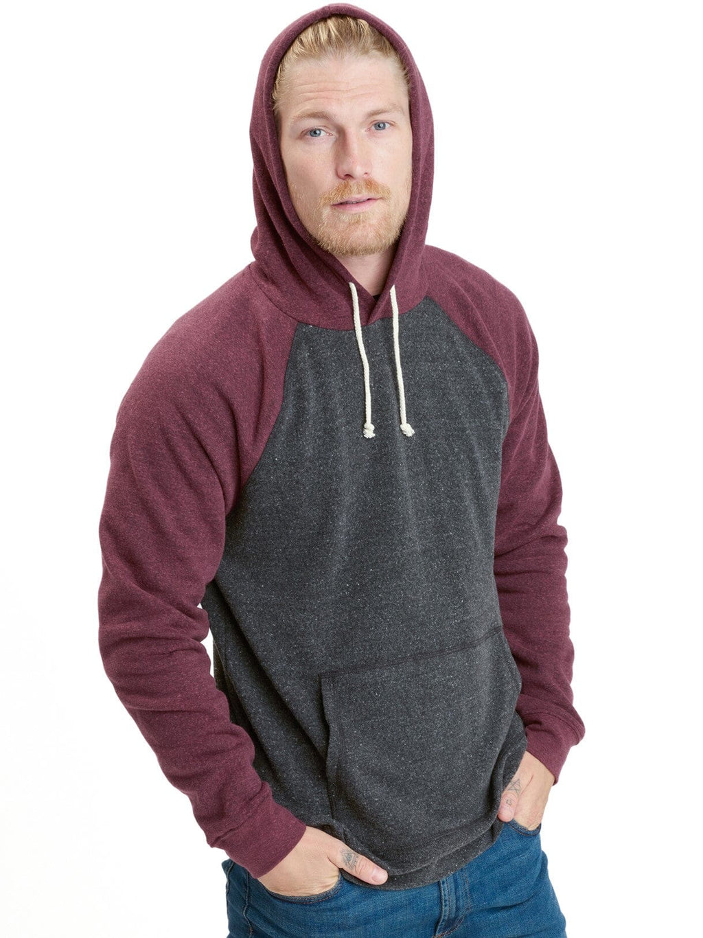 Colorblock Raglan Triblend Pullover Hoodie - Versatile Staple