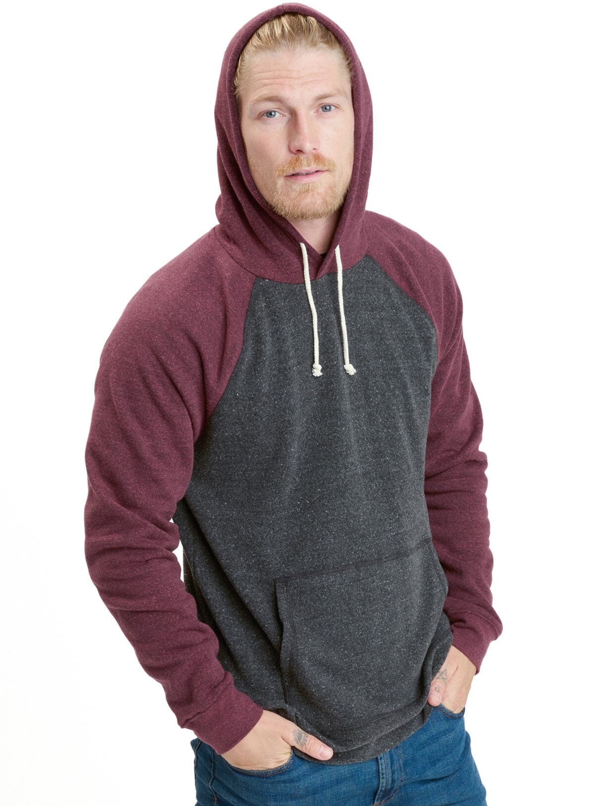 Colorblock Raglan Triblend Pullover Hoodie - Versatile Staple